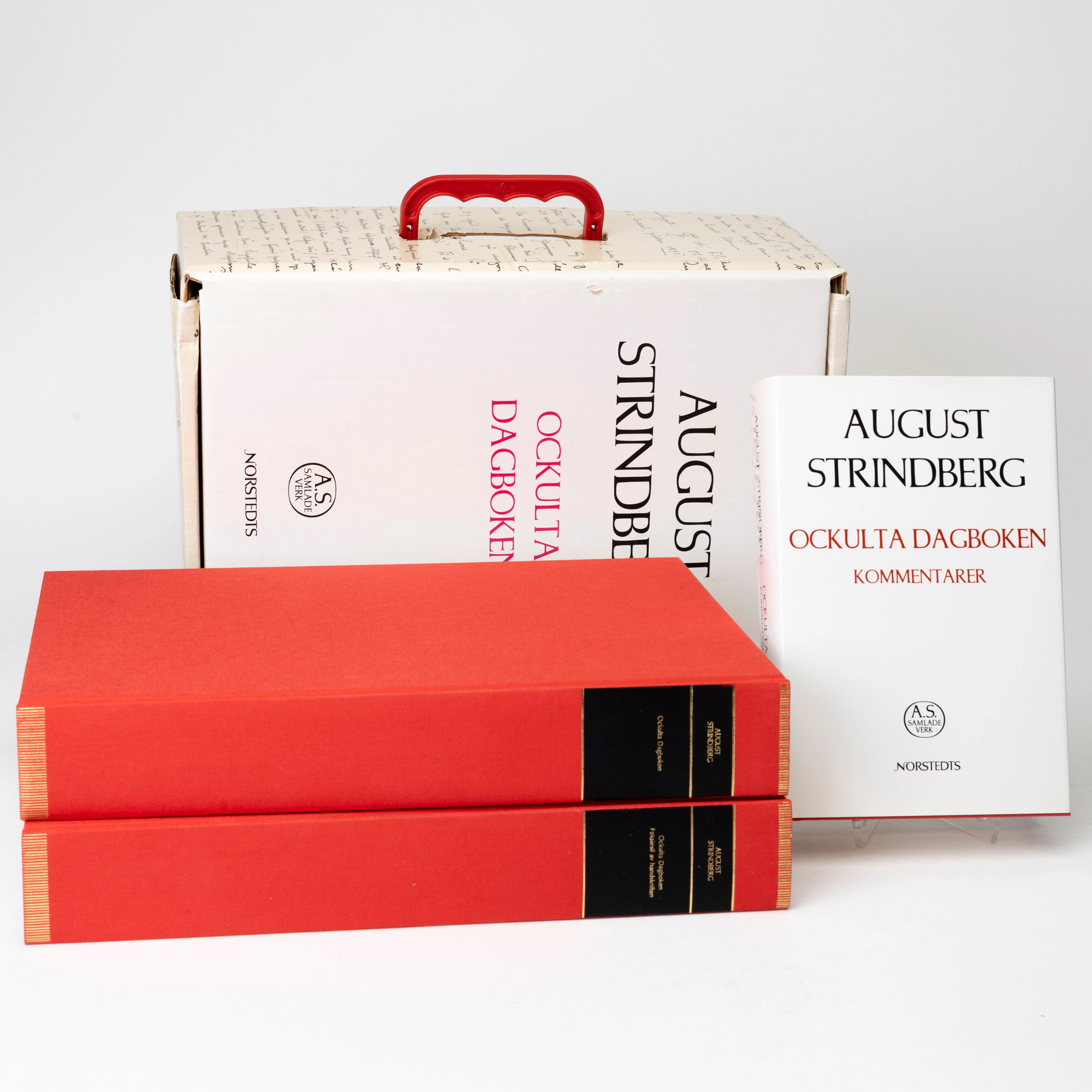AUGUST STRINDBERG. "Ockulta Dagboken", tre volymer, i kassett/originalkartong