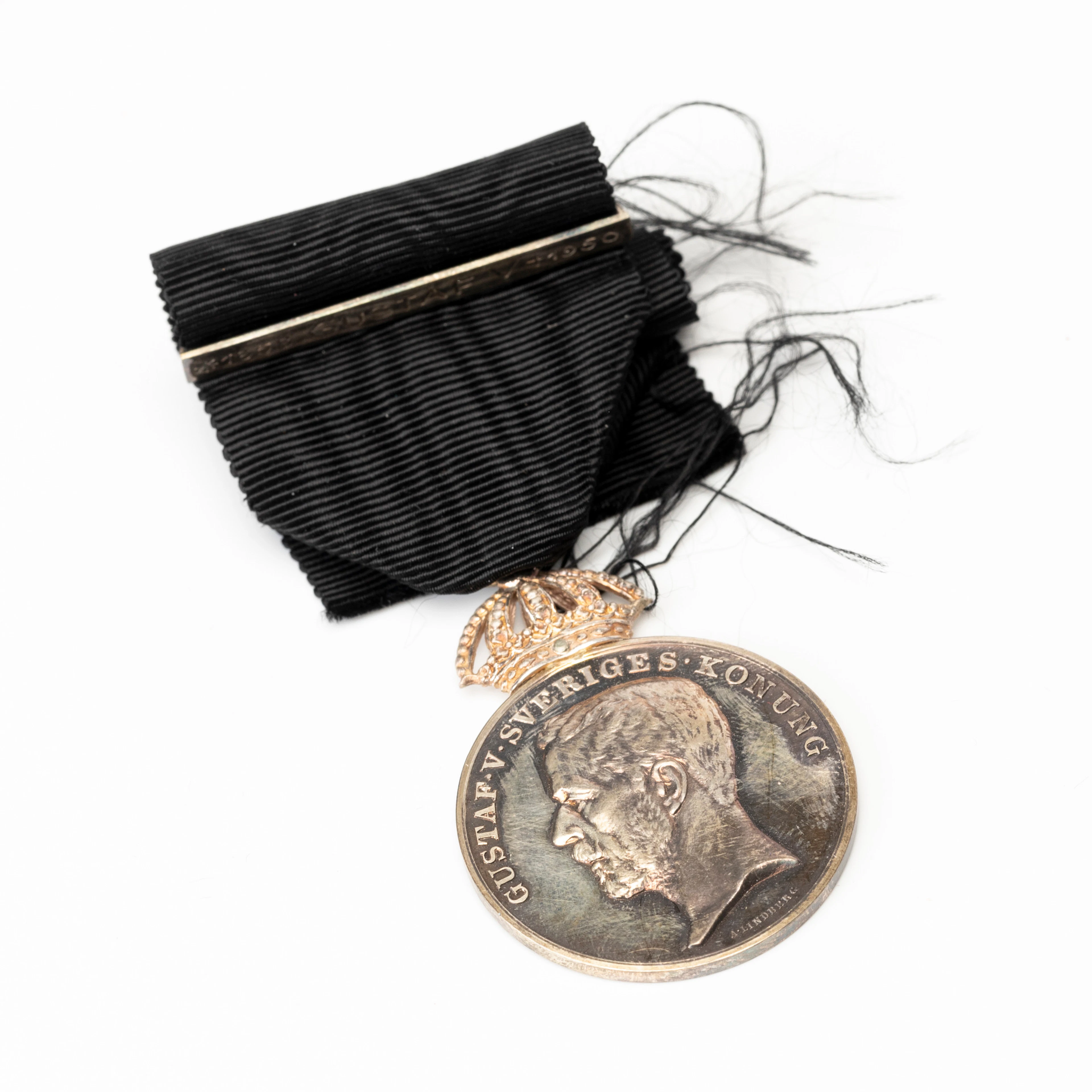 MINNESMEDALJ, Gustav V, Sverige, silver.