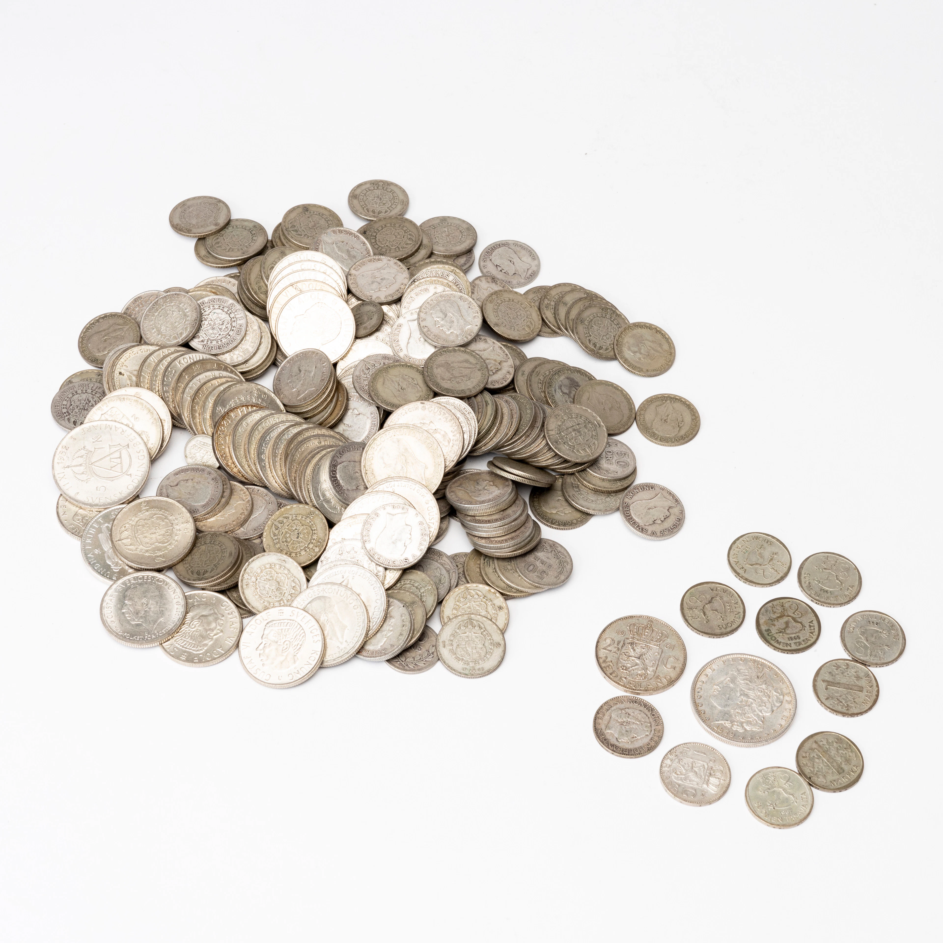 MYNT SILVER, 40-90% silver, övervägande Sverige, 1800-1900-tal.