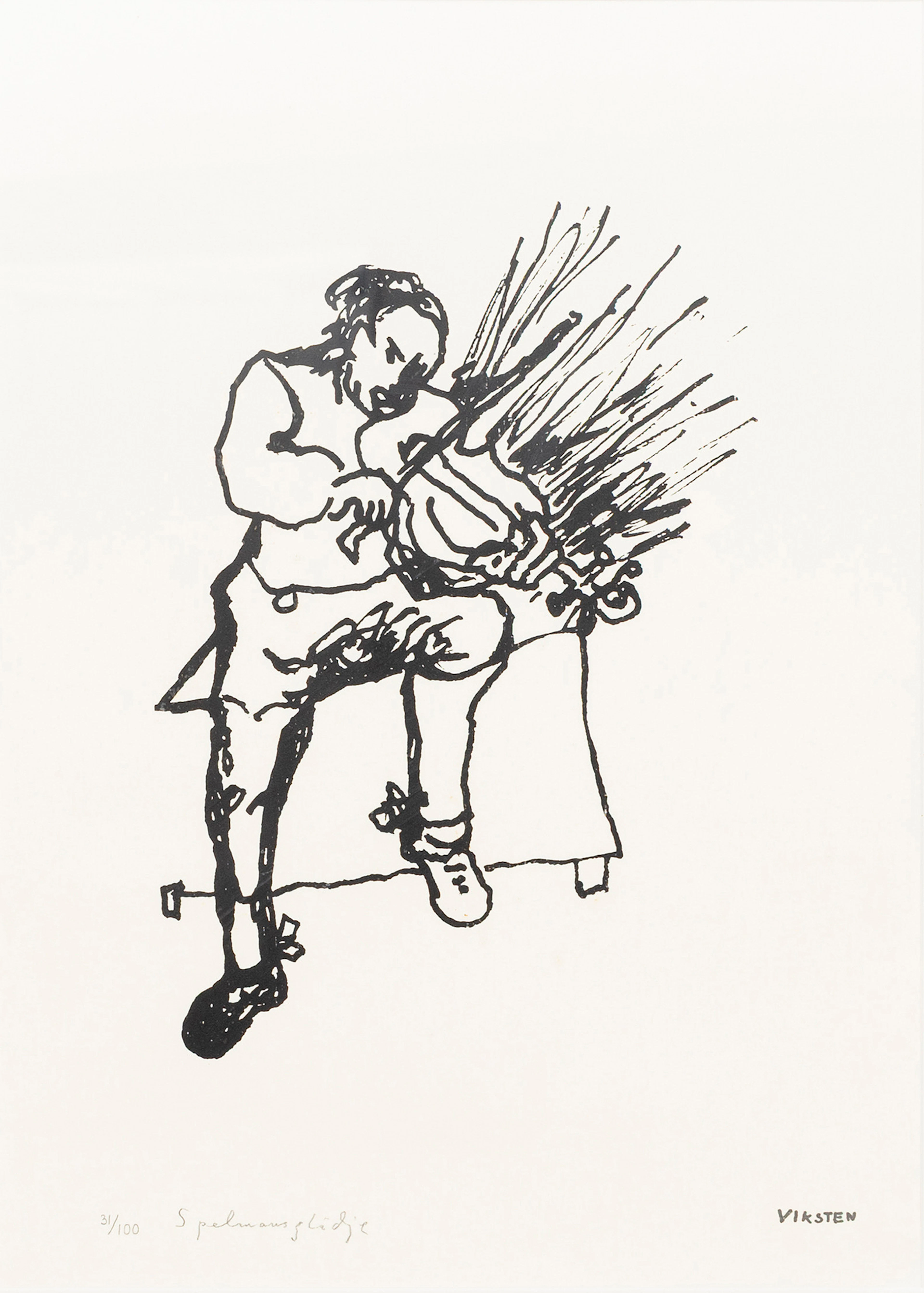 HANS VIKSTEN. Spelmansglädje, litografi, signerad, numrerad 31/100.