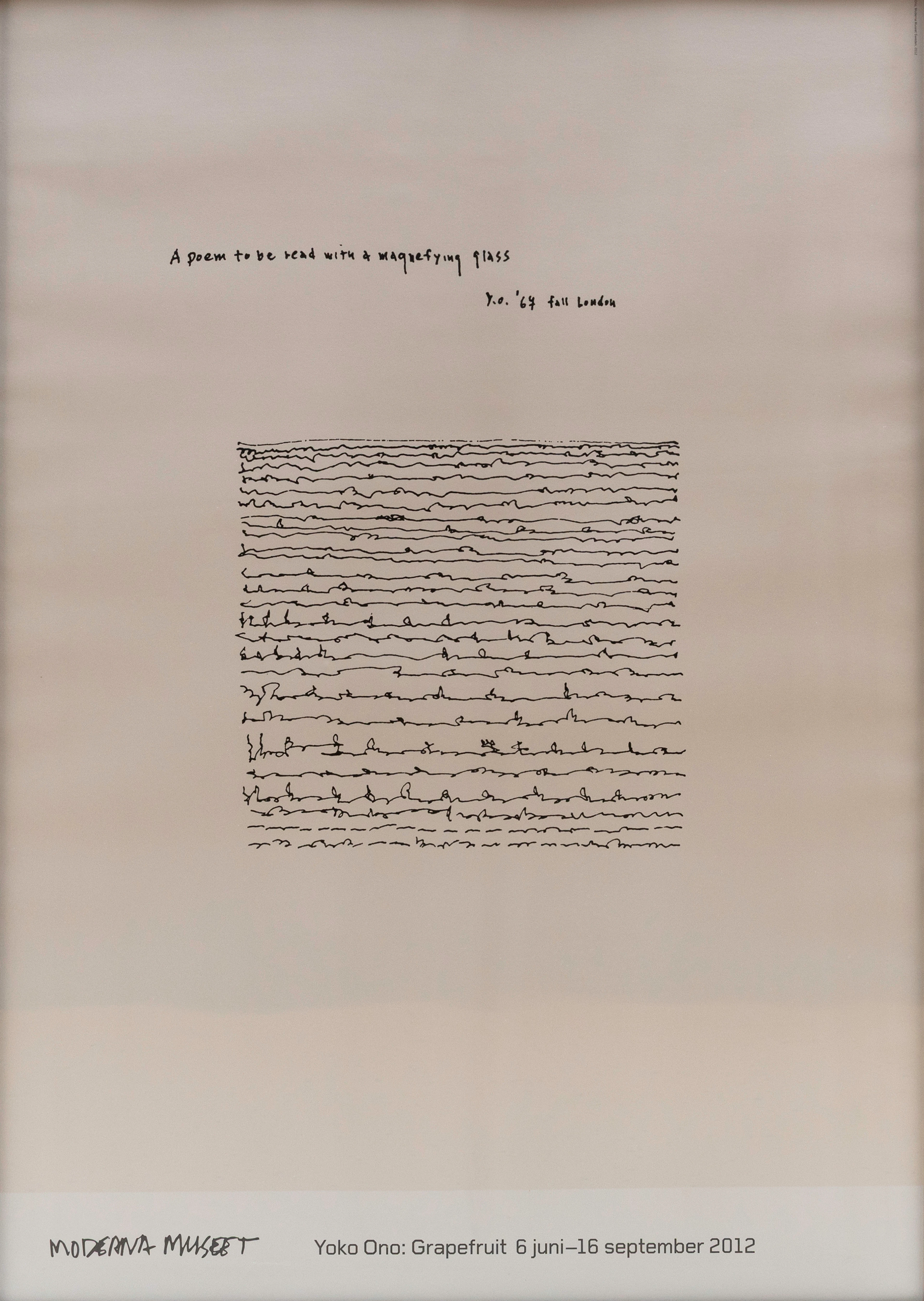 YOKO ONO (1933-). Utställningsaffisch, "Grapefruit", 6 juni-16 september