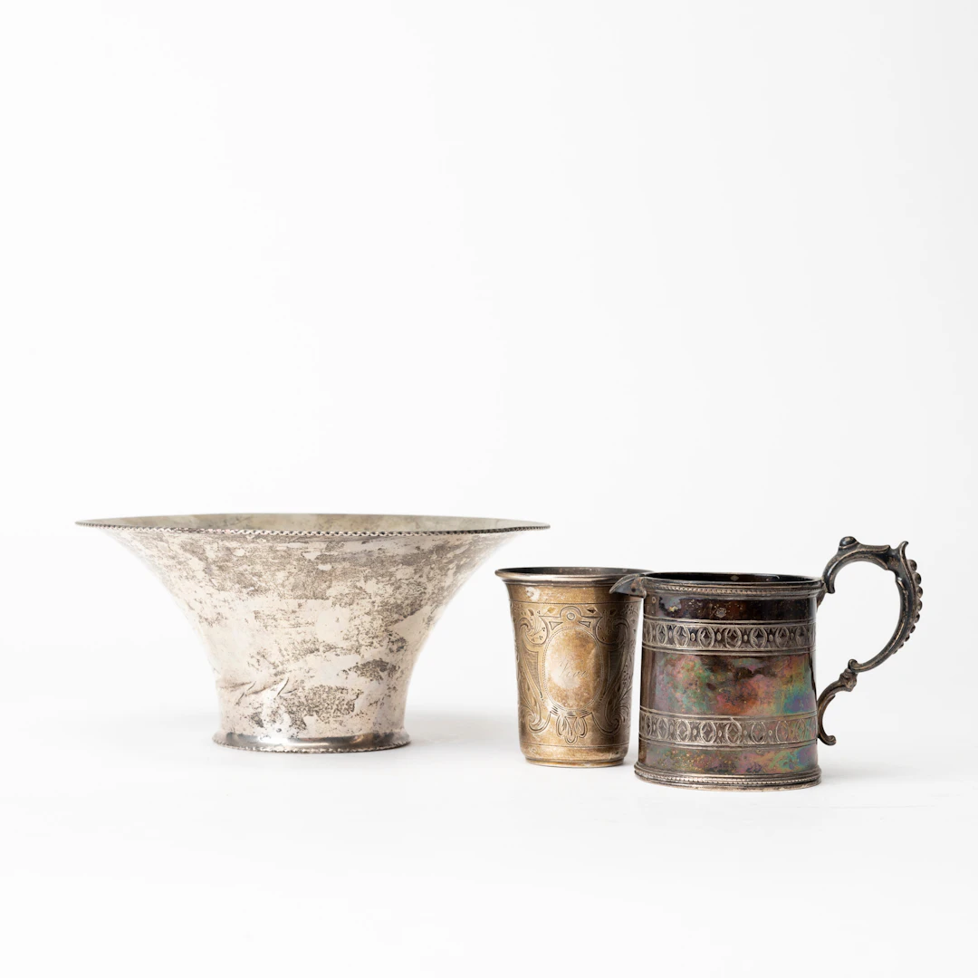 SILVER, 3 delar, skål C.G. Hallberg, Stockholm, kanna, oidentifierad