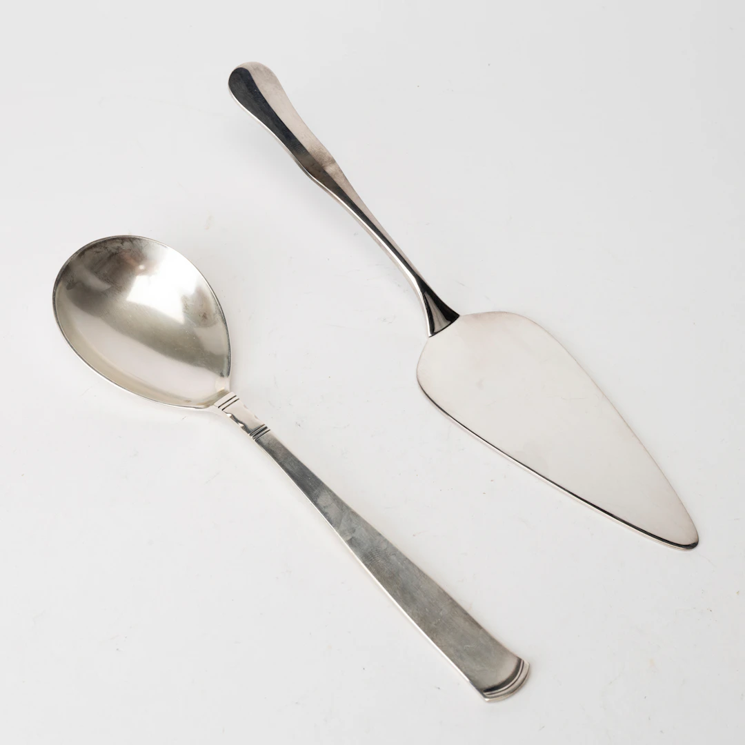 TÅRTSPADE samt SERVERINGSSKED, silver, Koch & Bergfeld respektive