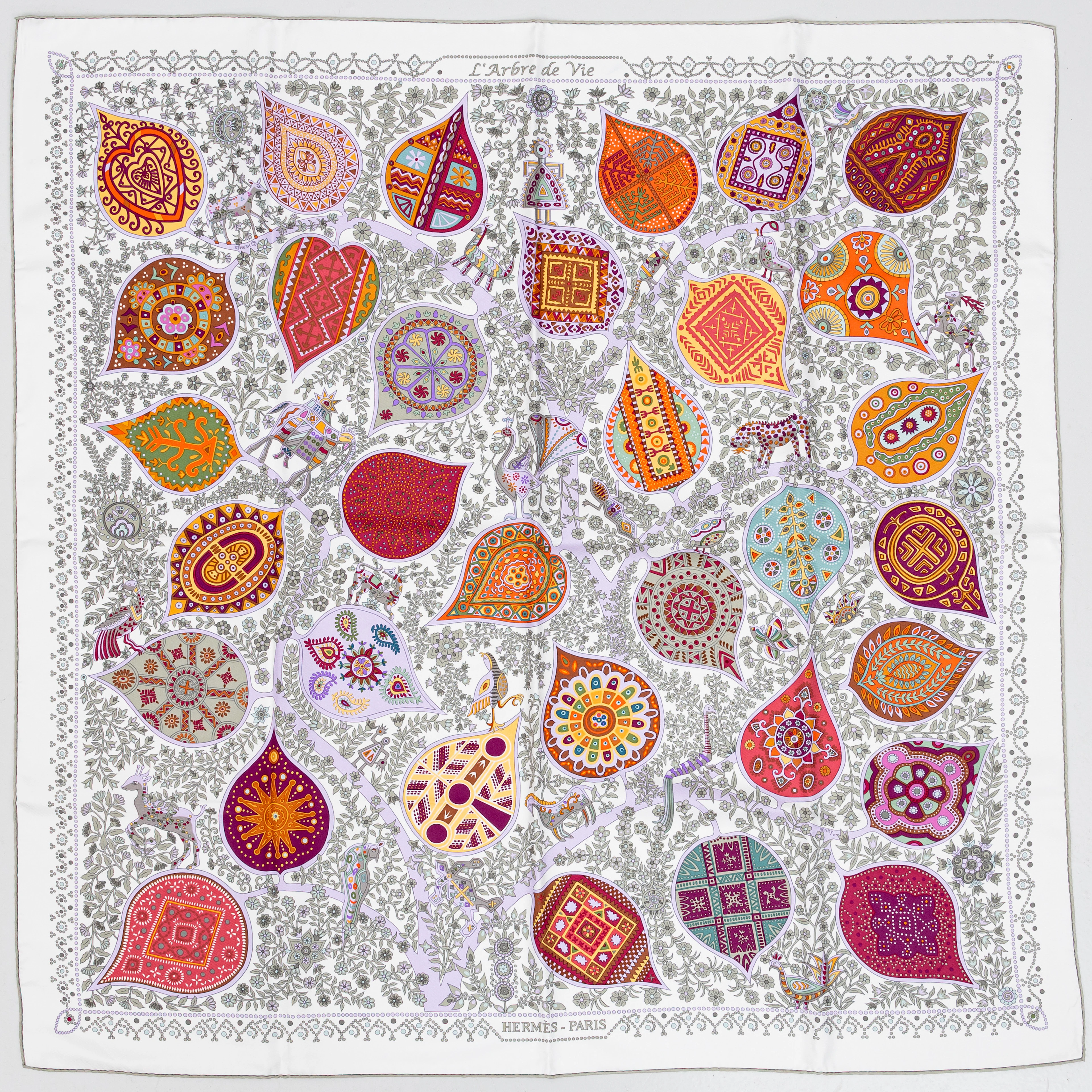 HERMÈS. Scarf, "L'Arbre de vie", design Christine Henry 2011.