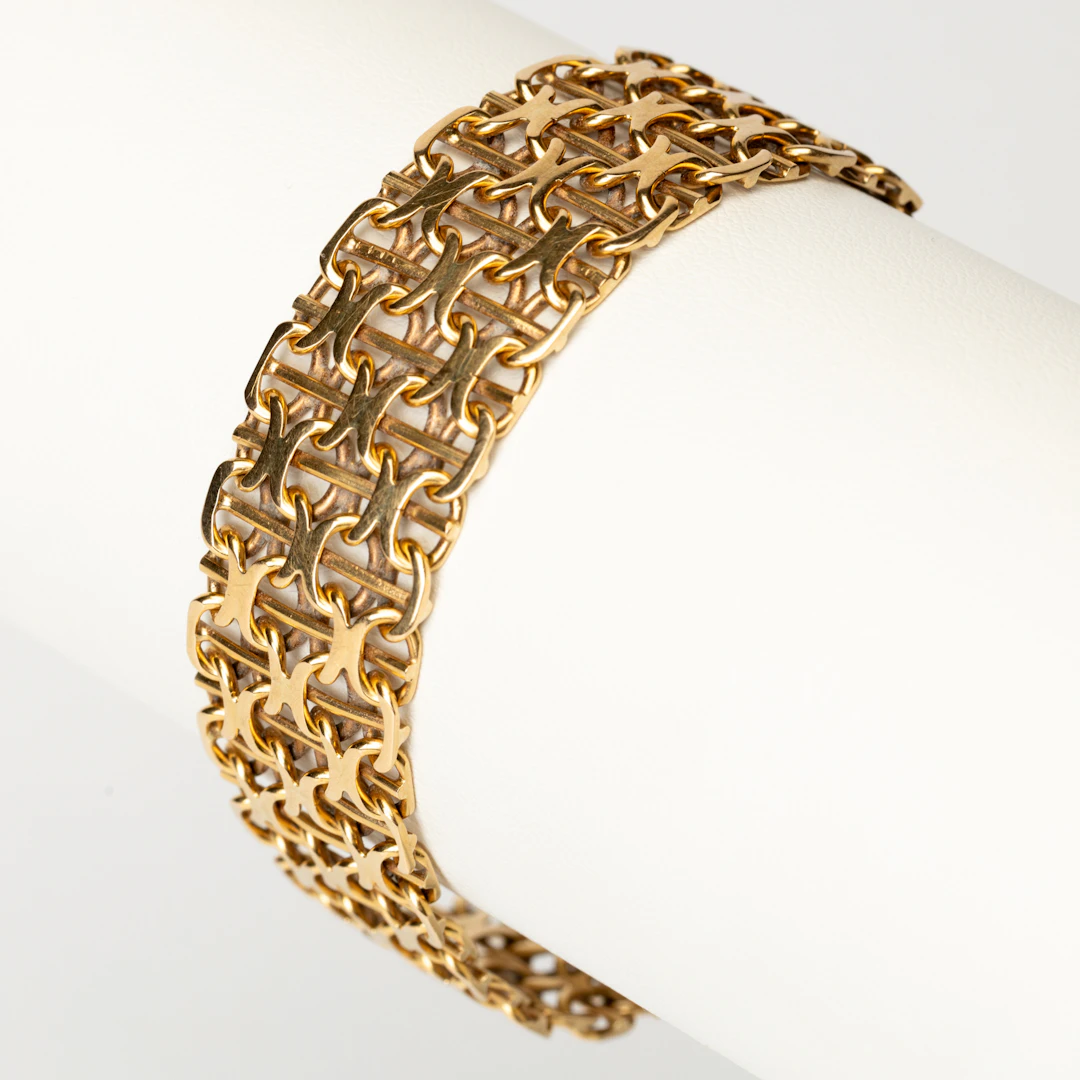 ARMBAND, 18K guld, X-länk, Mikkov Handelsfirma, 1962.