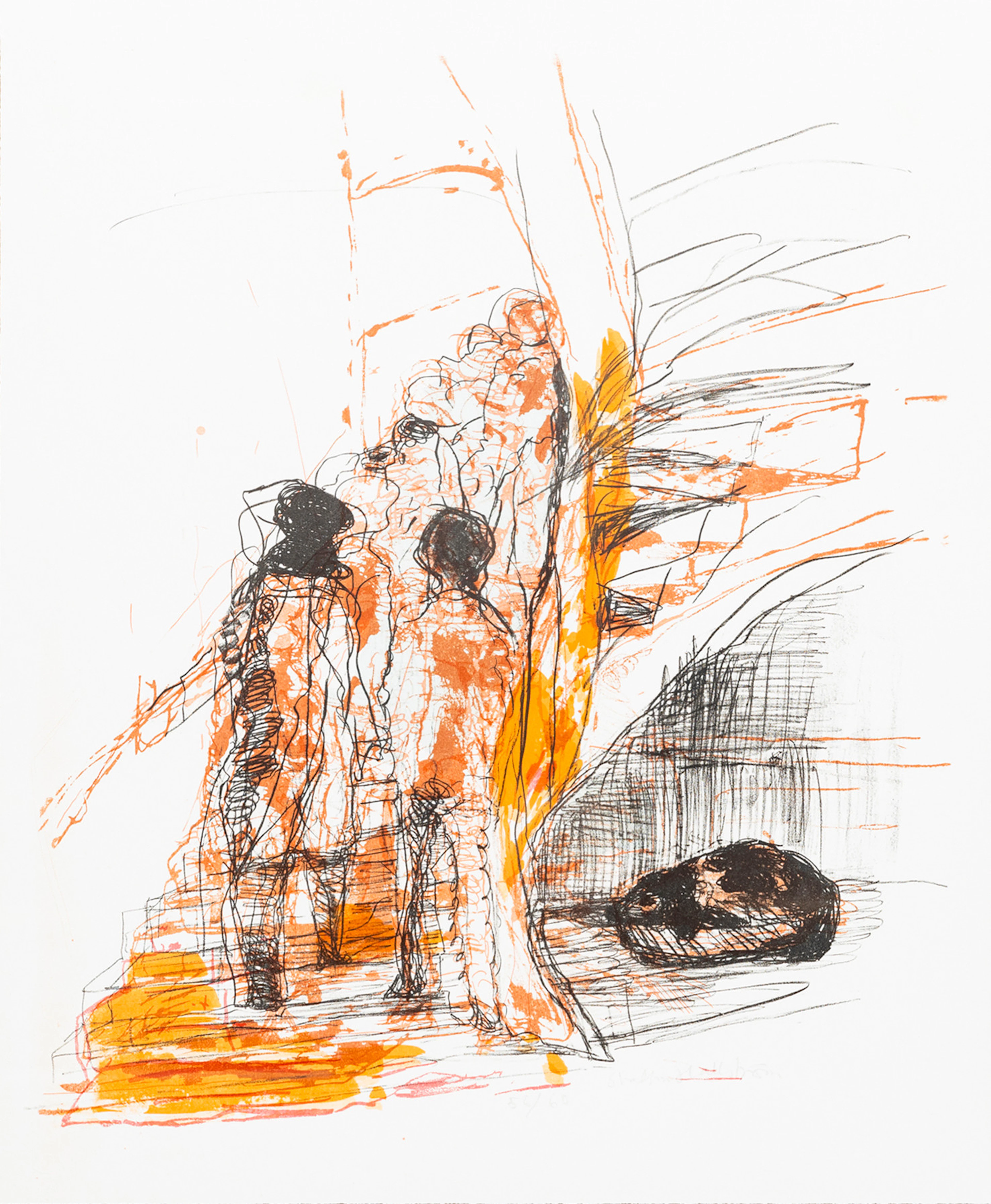 STAFFAN HALLSTRÖM (1914-1976). figurkomposition, litografi, numrerad 56/60.