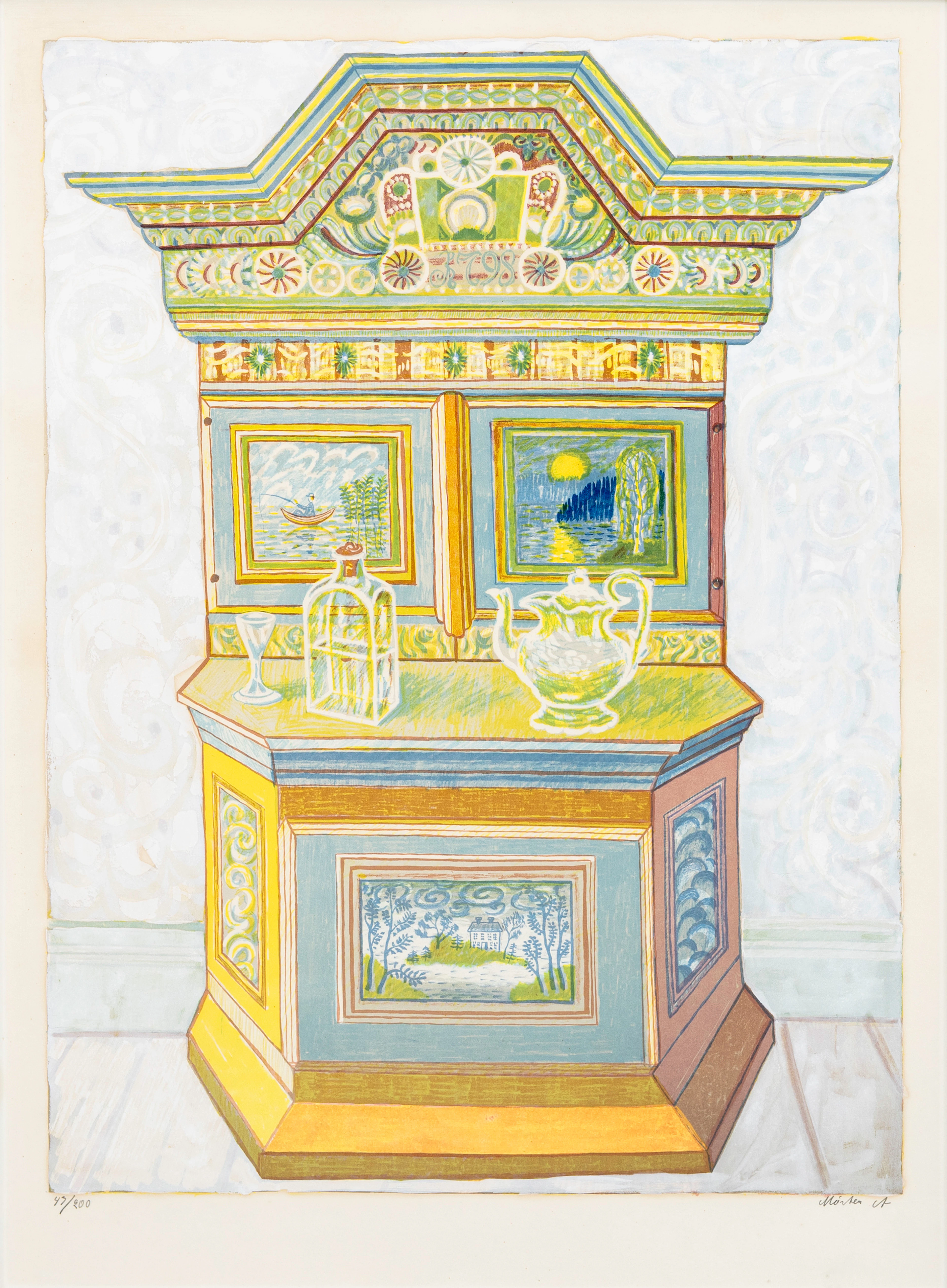 MÅRTEN ANDERSSON. Salsskåp, färglitografi, signerad, numrerad 47/200, signerad.