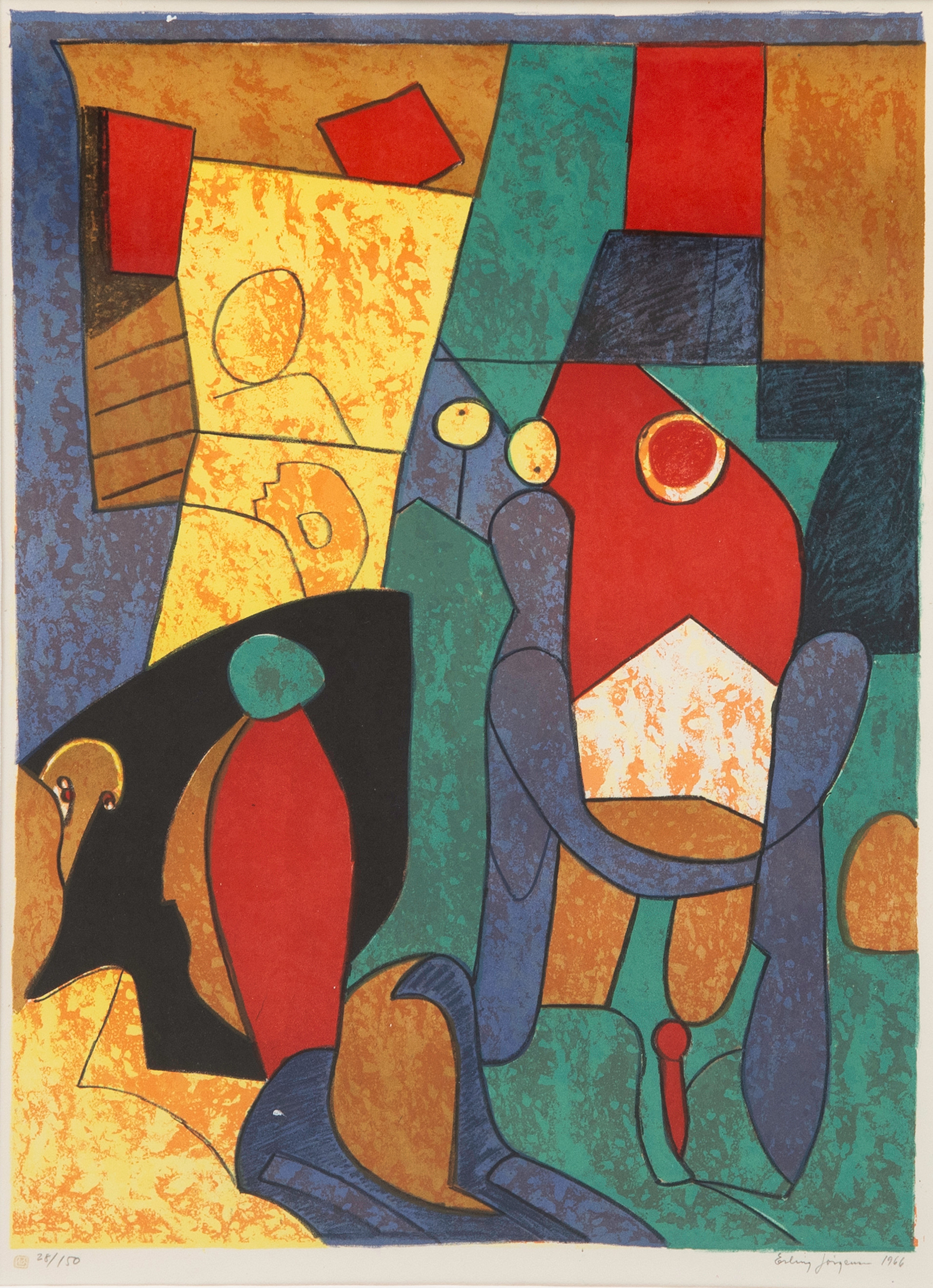 ERLING JØRGENSEN (1902–1977 DANMARK). Komposition, litografi, signerad