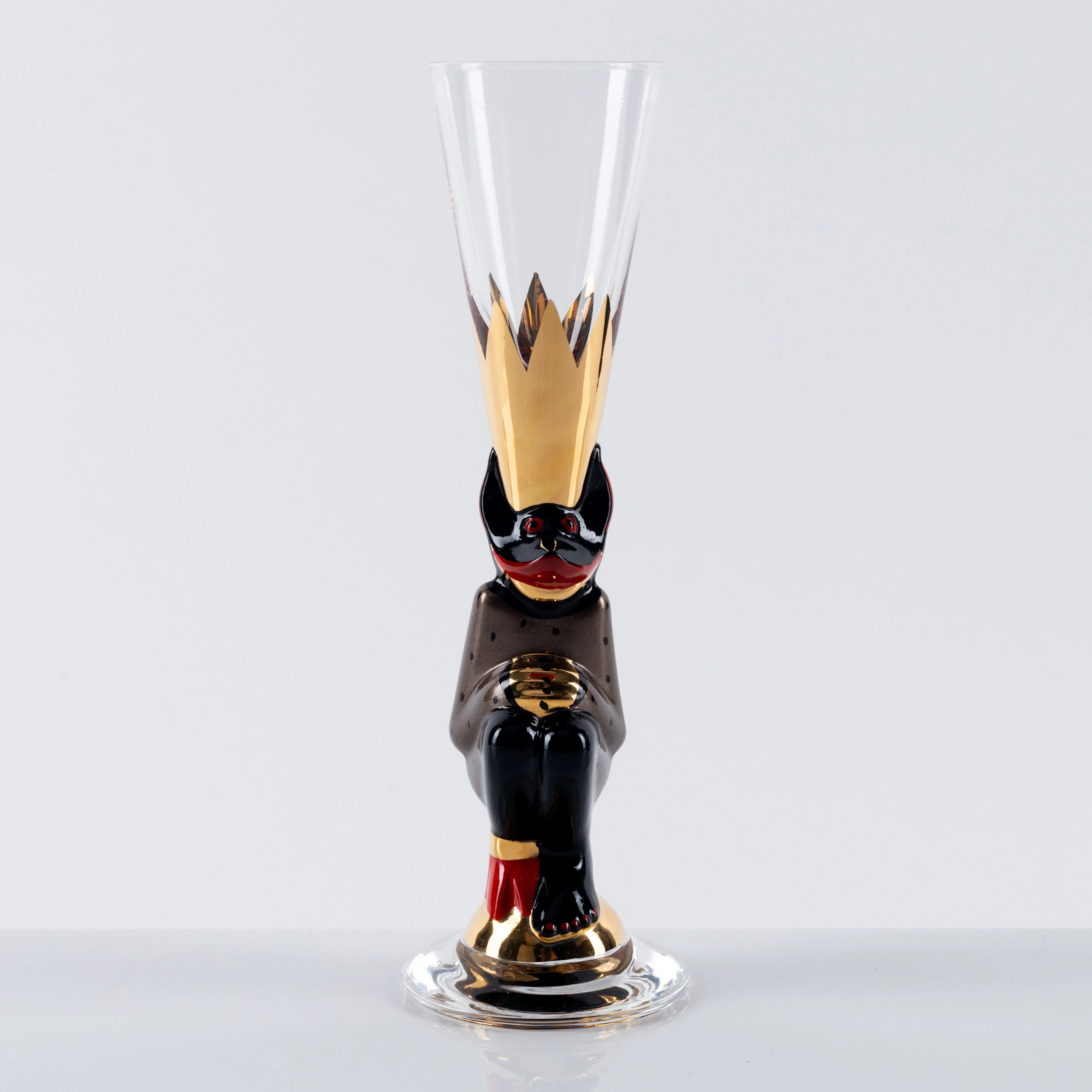 GUNNAR CYRÉN. Snapsglas, "Djävulsglas", brun metallic, Nobelservisen