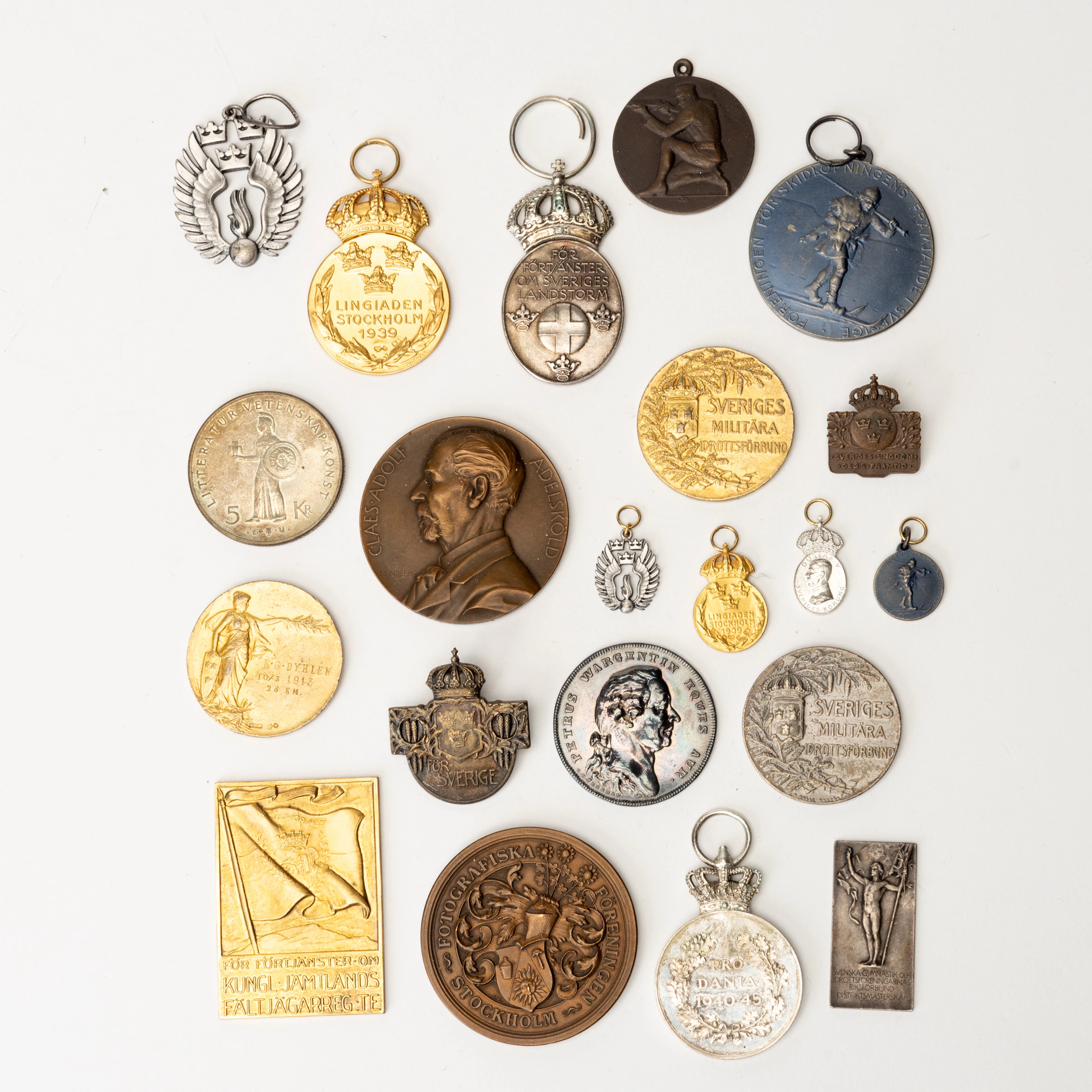 MEDALJER, 20 st, Sverige, silver, brons m.m. 1900-tal.