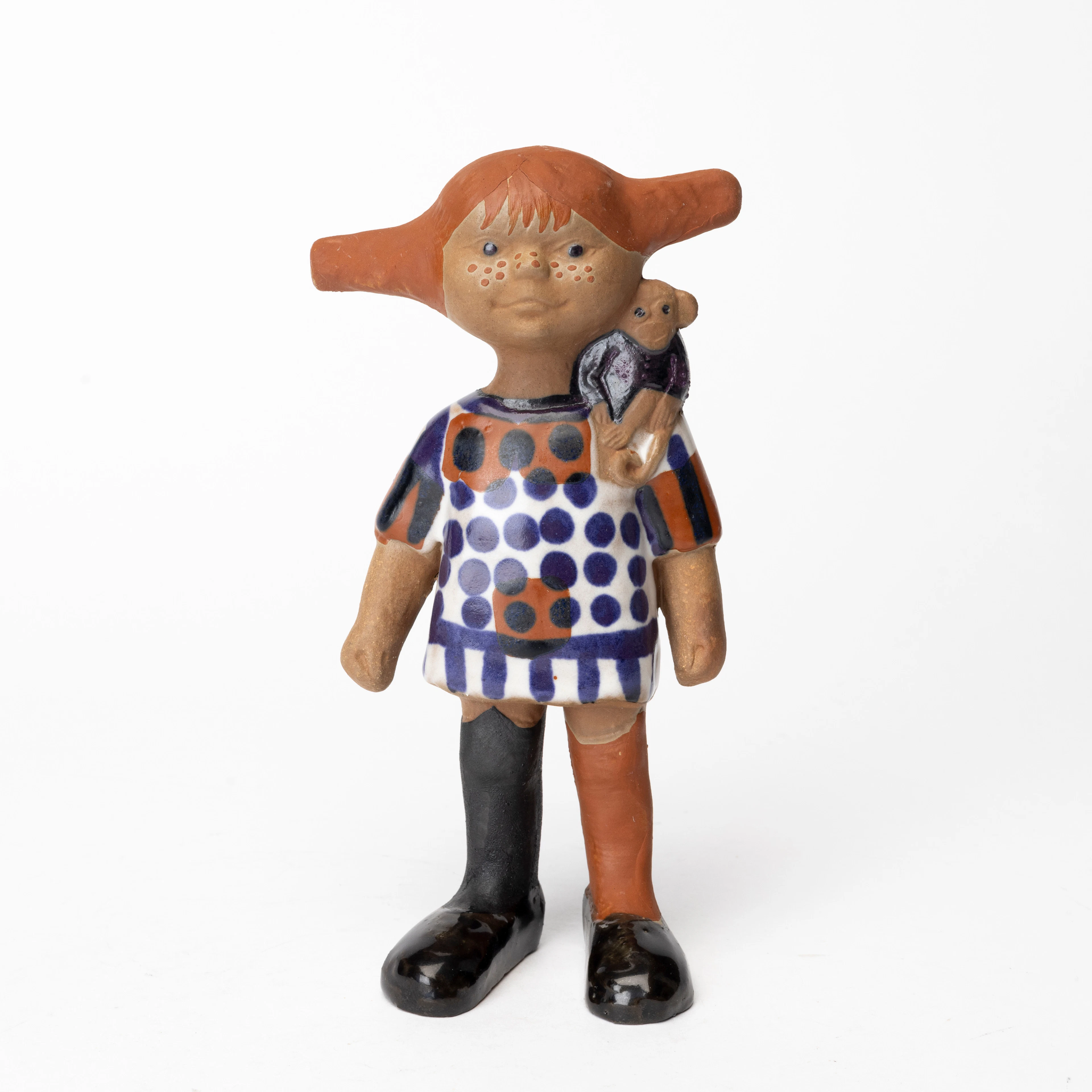LISA LARSON. Figurin, "Pippi Långstrump", stengods, stämpelsignerad
