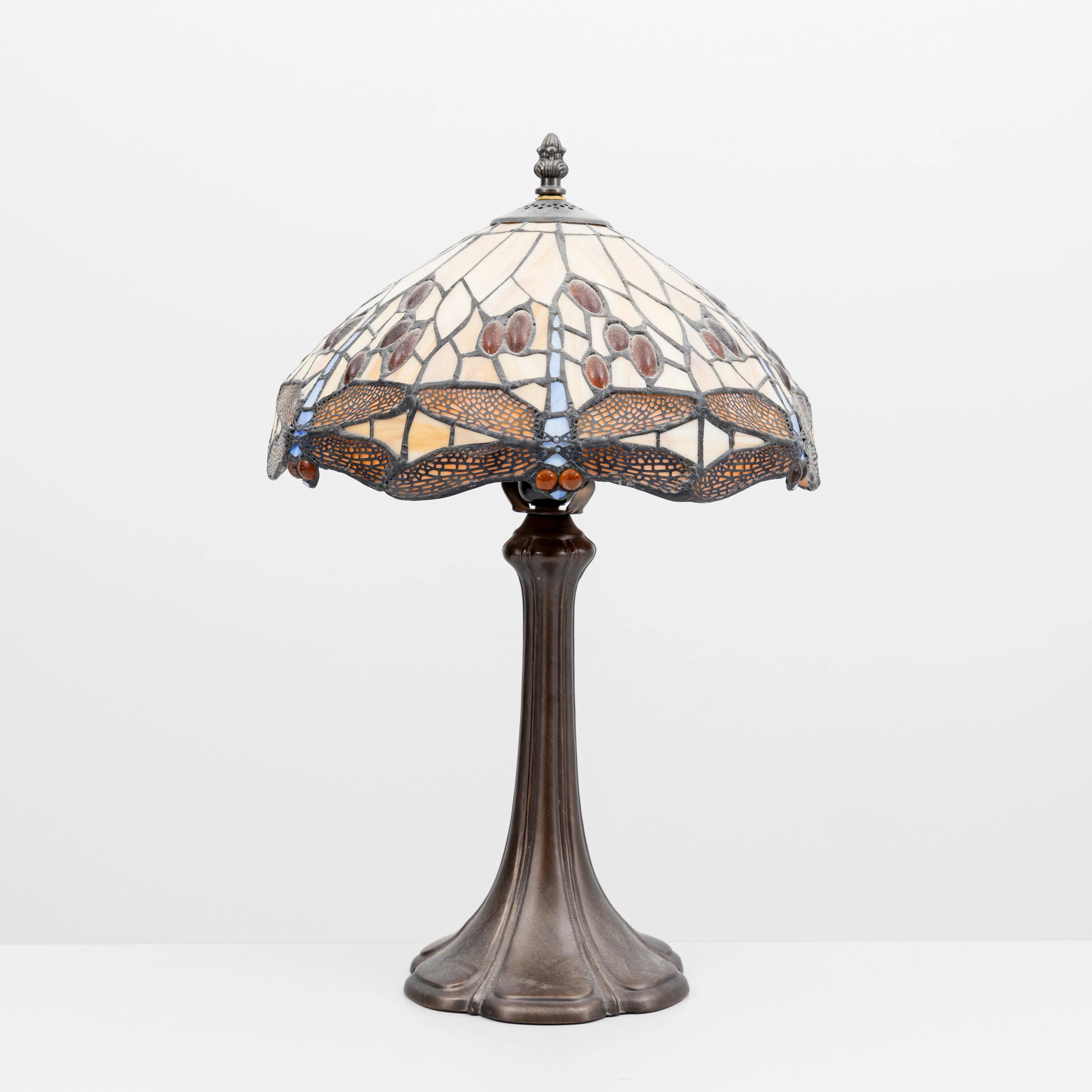BORDSLAMPA, glas och metall, Tiffany-stil, 1900-talets andra hälft.