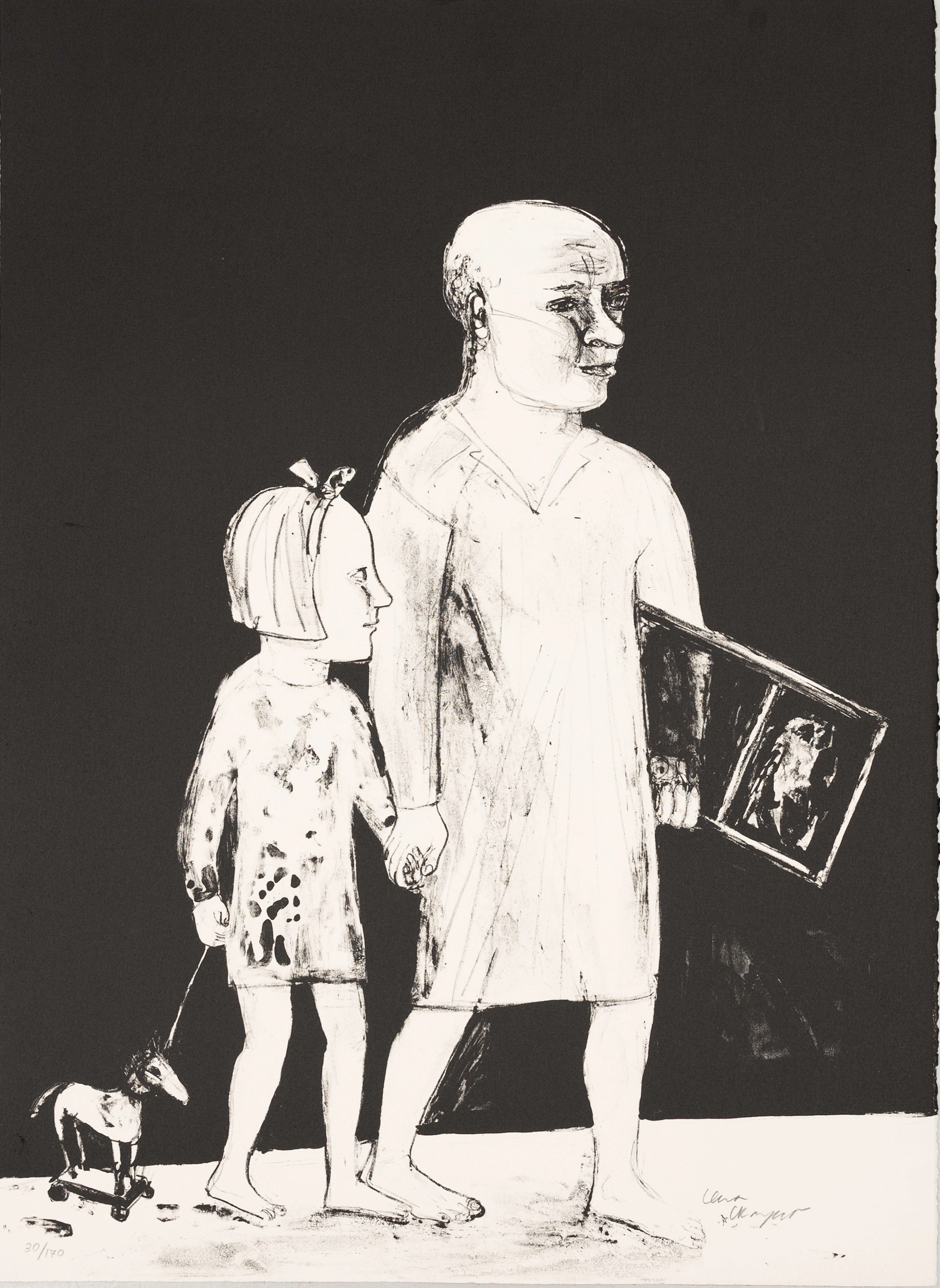 LENA CRONQVIST. litografi, oramad, ur mappen "August Strindberg, Ett
