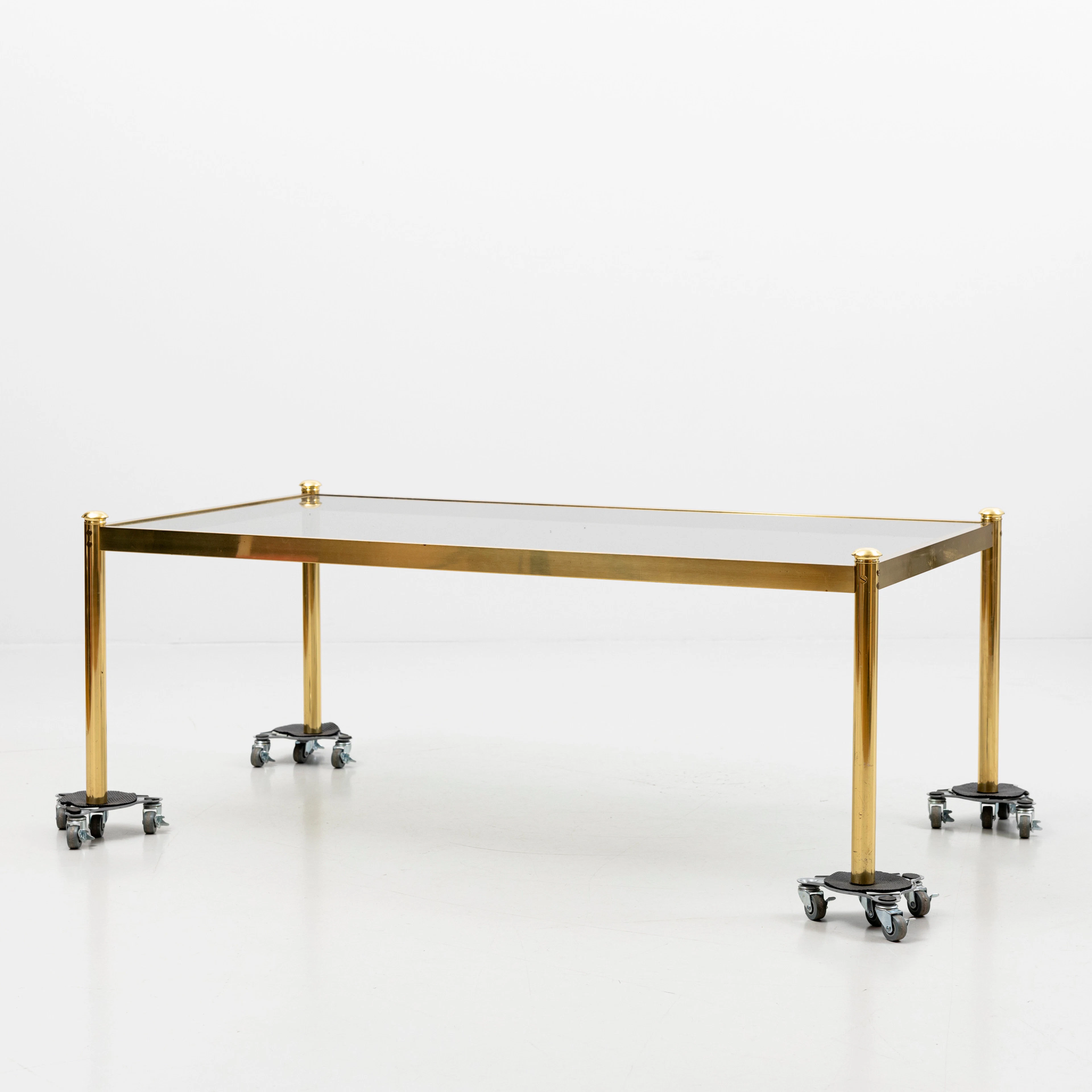 SOFFBORD, glasskiva, underrede i metall, 1900-takes andra hälft.