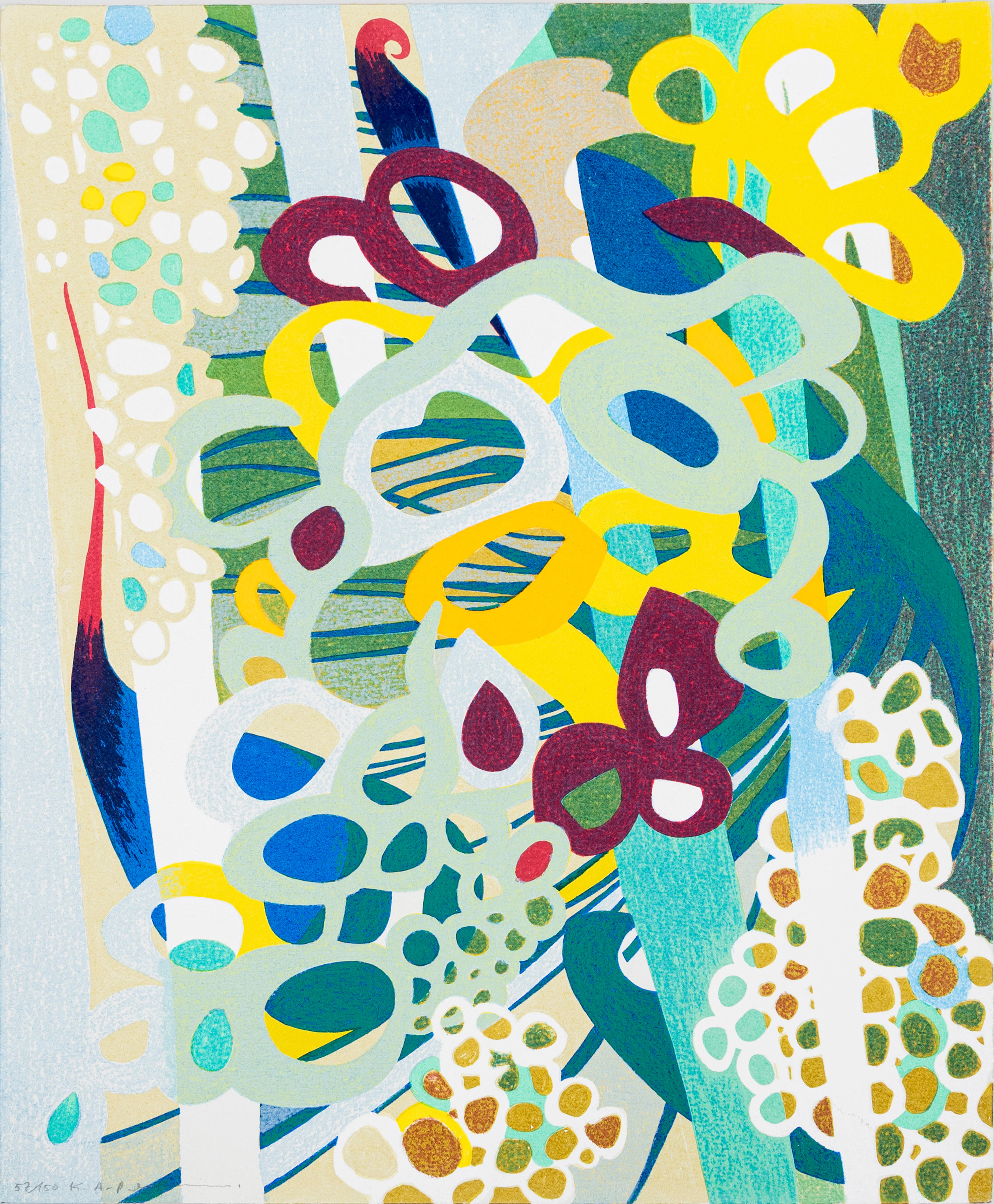 KARL AXEL PEHRSON. Abstrakt komposition, färgseriegrafi, numrerad