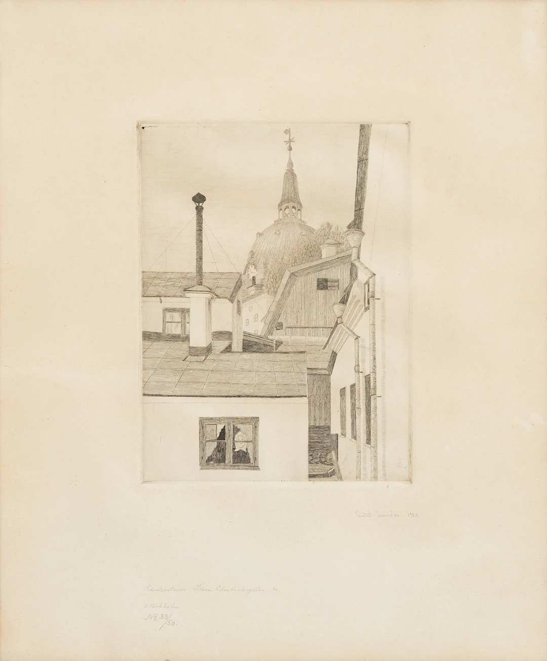 GUSTAF ISANDER. "Gårdsinteriör Stora Glasbruksgatan 40, Stockholm"