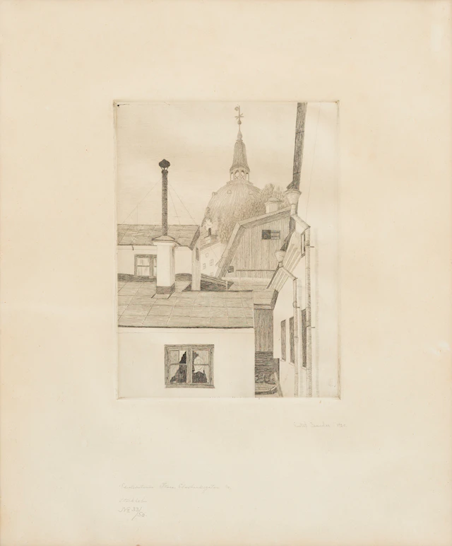 GUSTAF ISANDER. "Gårdsinteriör Stora Glasbruksgatan 40, Stockholm"