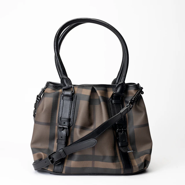 BURBERRY. Handväska, "Black smoked Check and leather Northfield tote