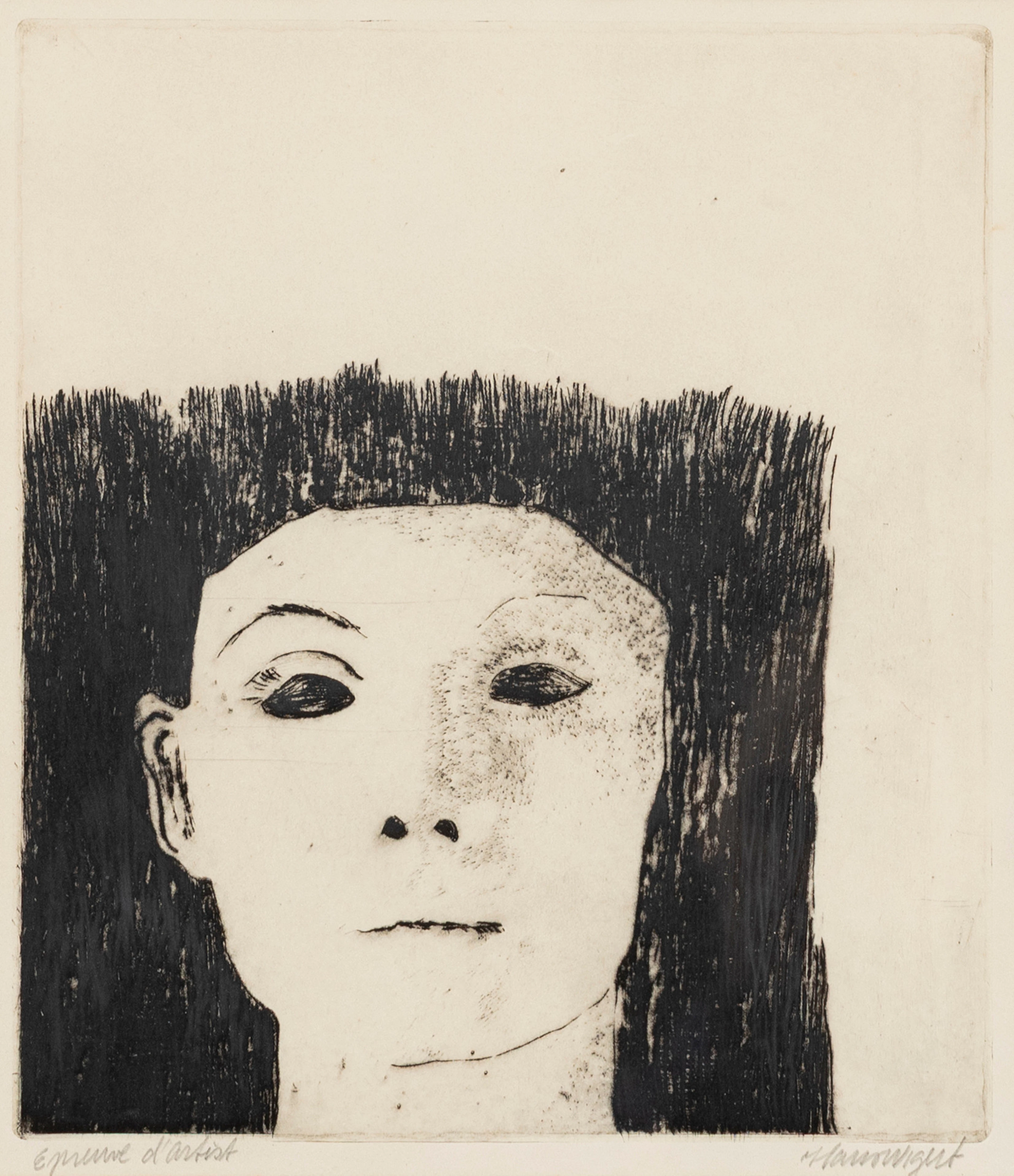 HANS WIGERT. Ansikte, etsning, epruve d'artist, signerad.