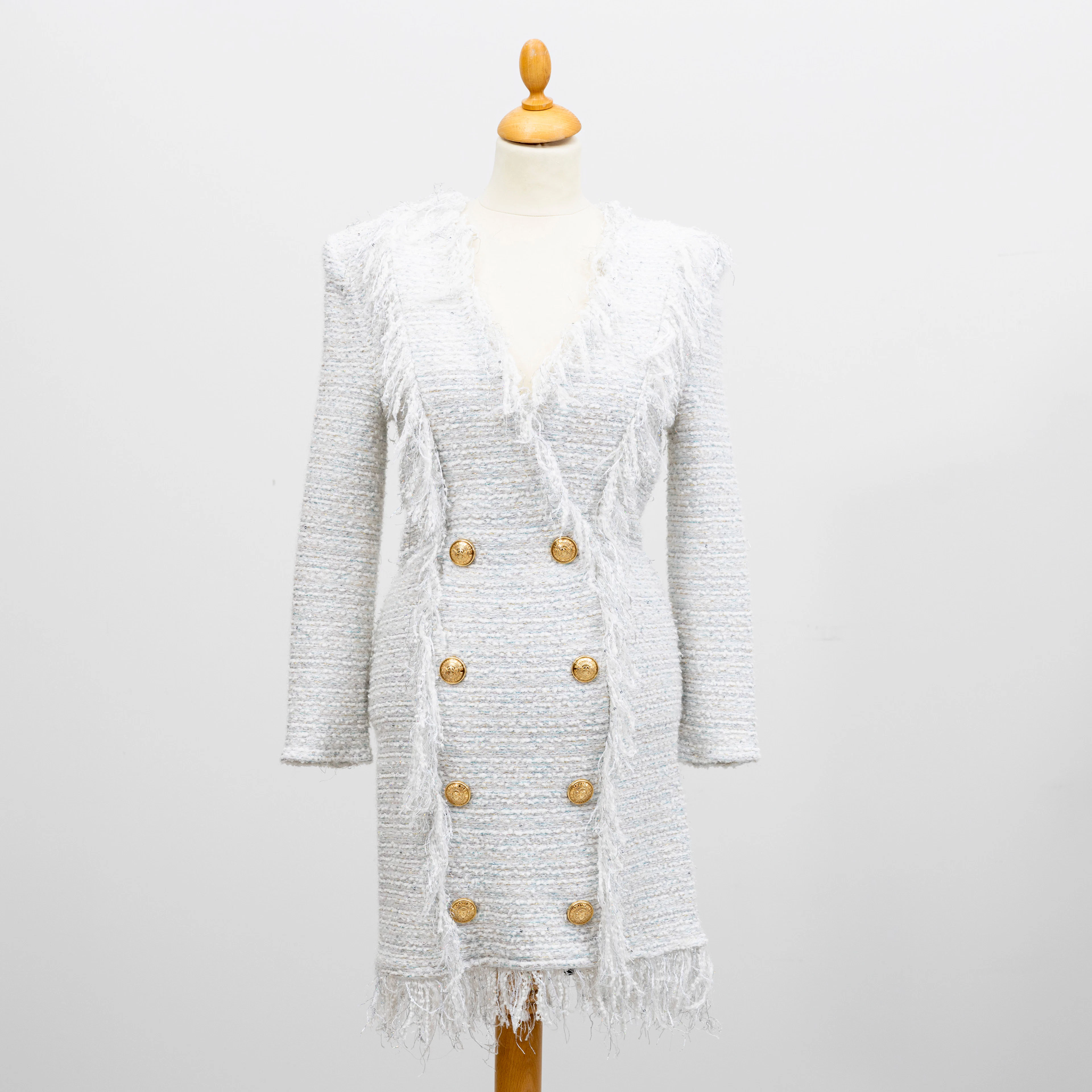 BALMAIN. Klänning, "Tweed mini dress", Frankrike, storlek 38.