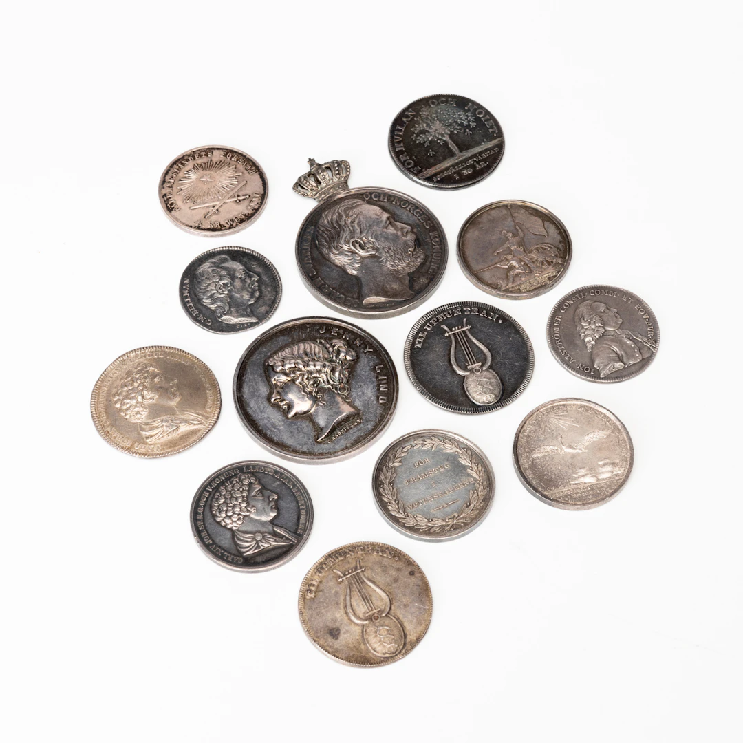 SAMLING MEDALJER, 13 st, silver, främst Sverige 1800-tal.