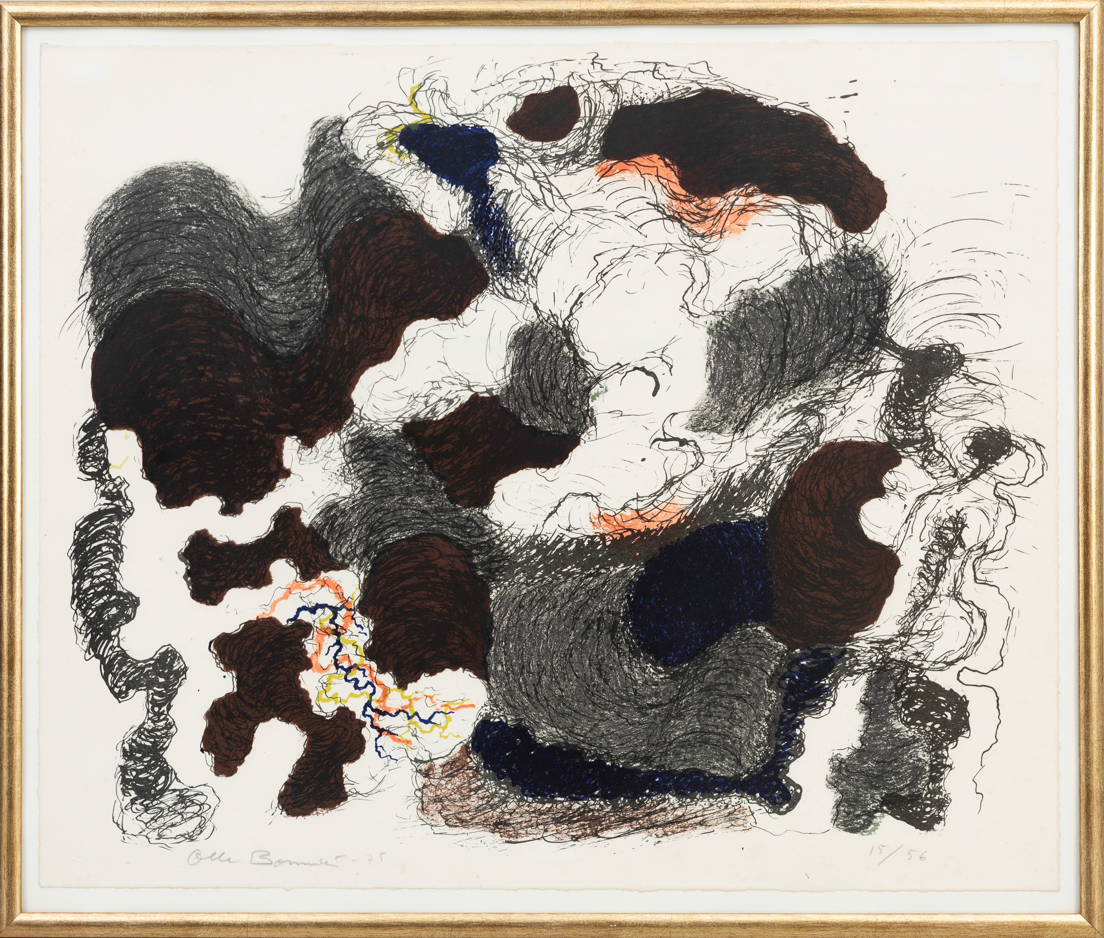 OLLE BONNIÉR. "Altamiragrottan", färglitografi, signerad, numrerad