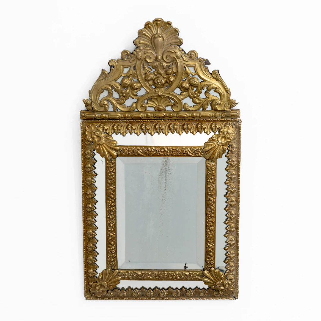 SPEGEL, barockstil, metall på trä samt glas, 1900-tal.