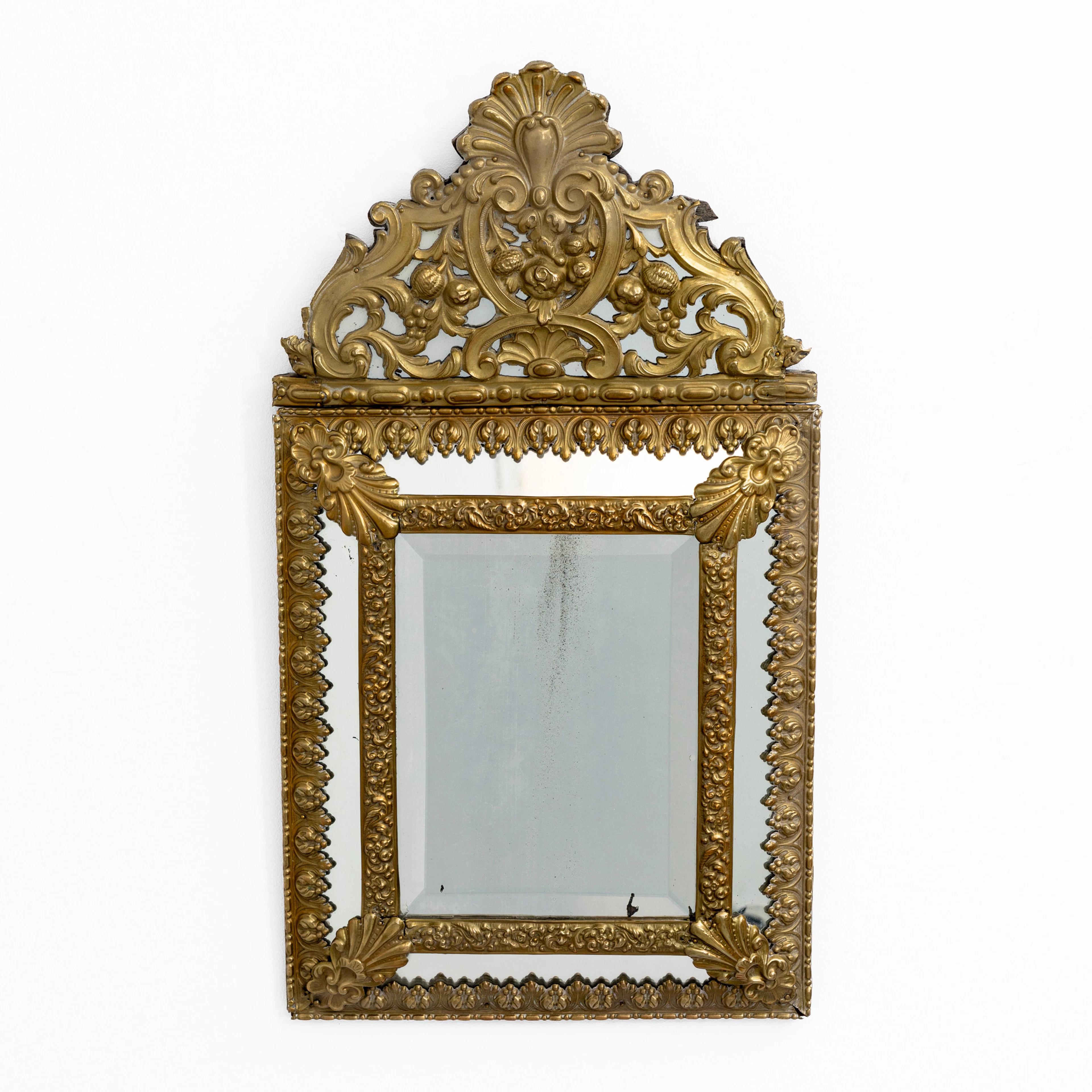 SPEGEL, barockstil, metall på trä samt glas, 1900-tal.