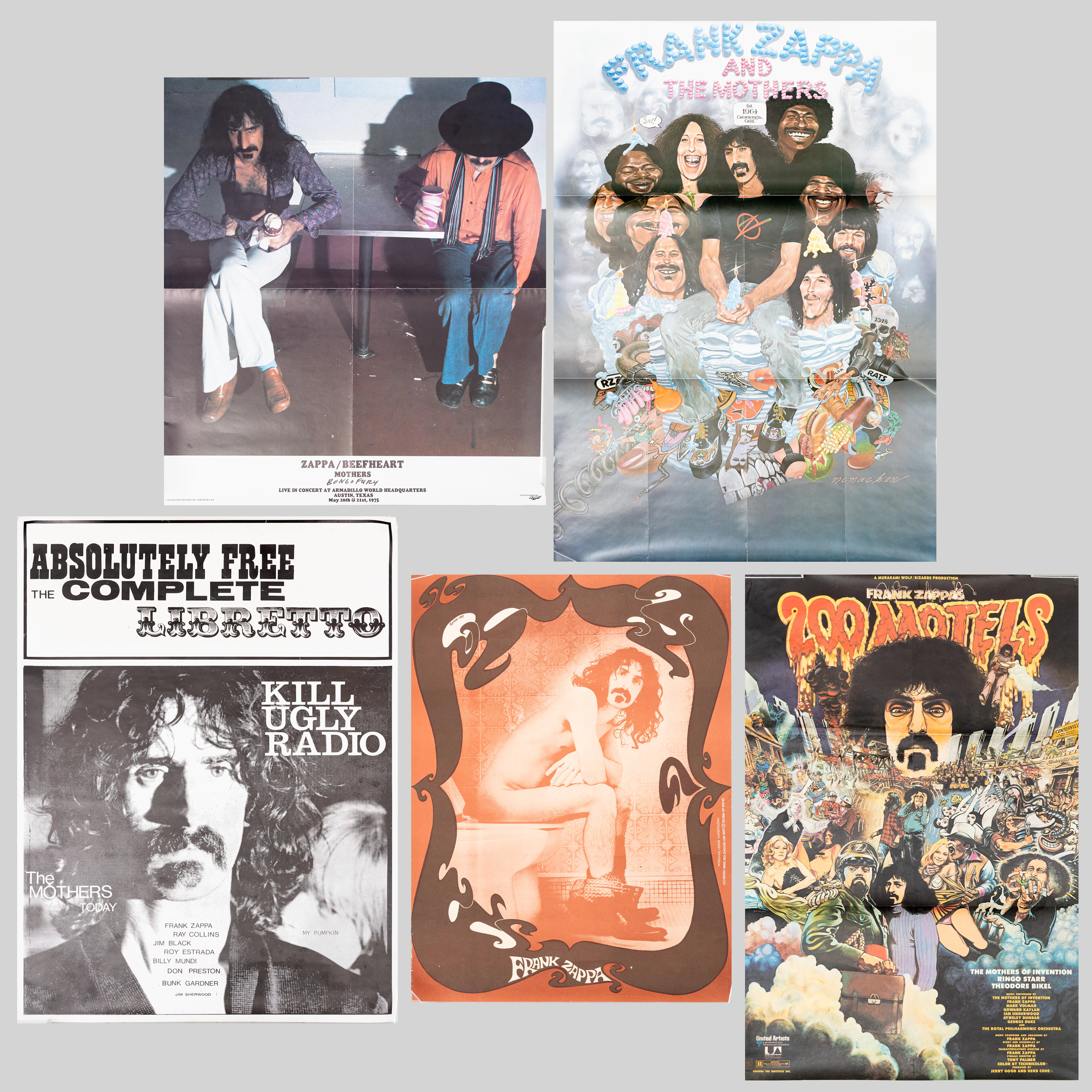 AFFISCHER, 5 st, tema Frank Zappa, 1900-tal.
