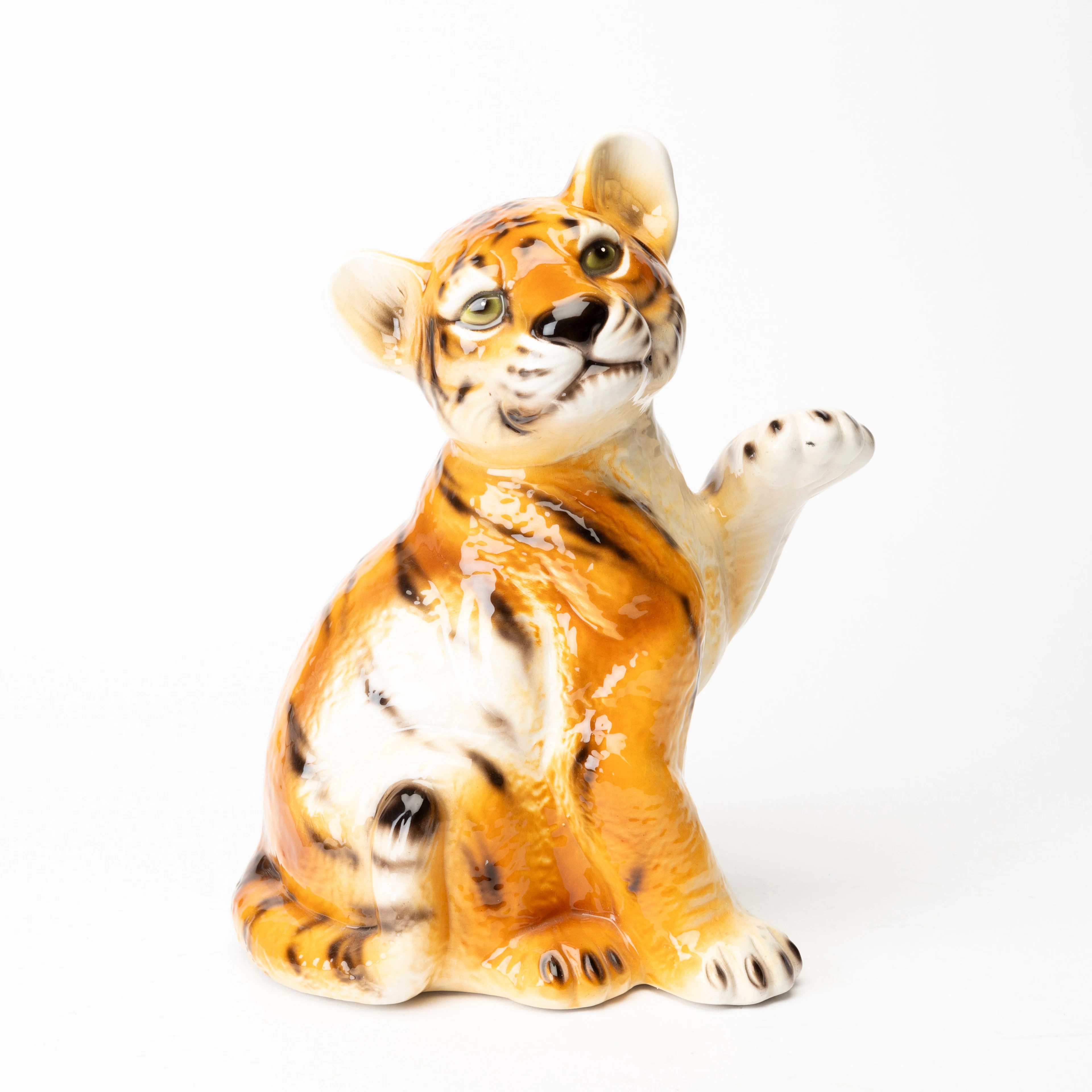 FIGURIN, porslin, tigerunge, etikettmärkt RBA Olofström.