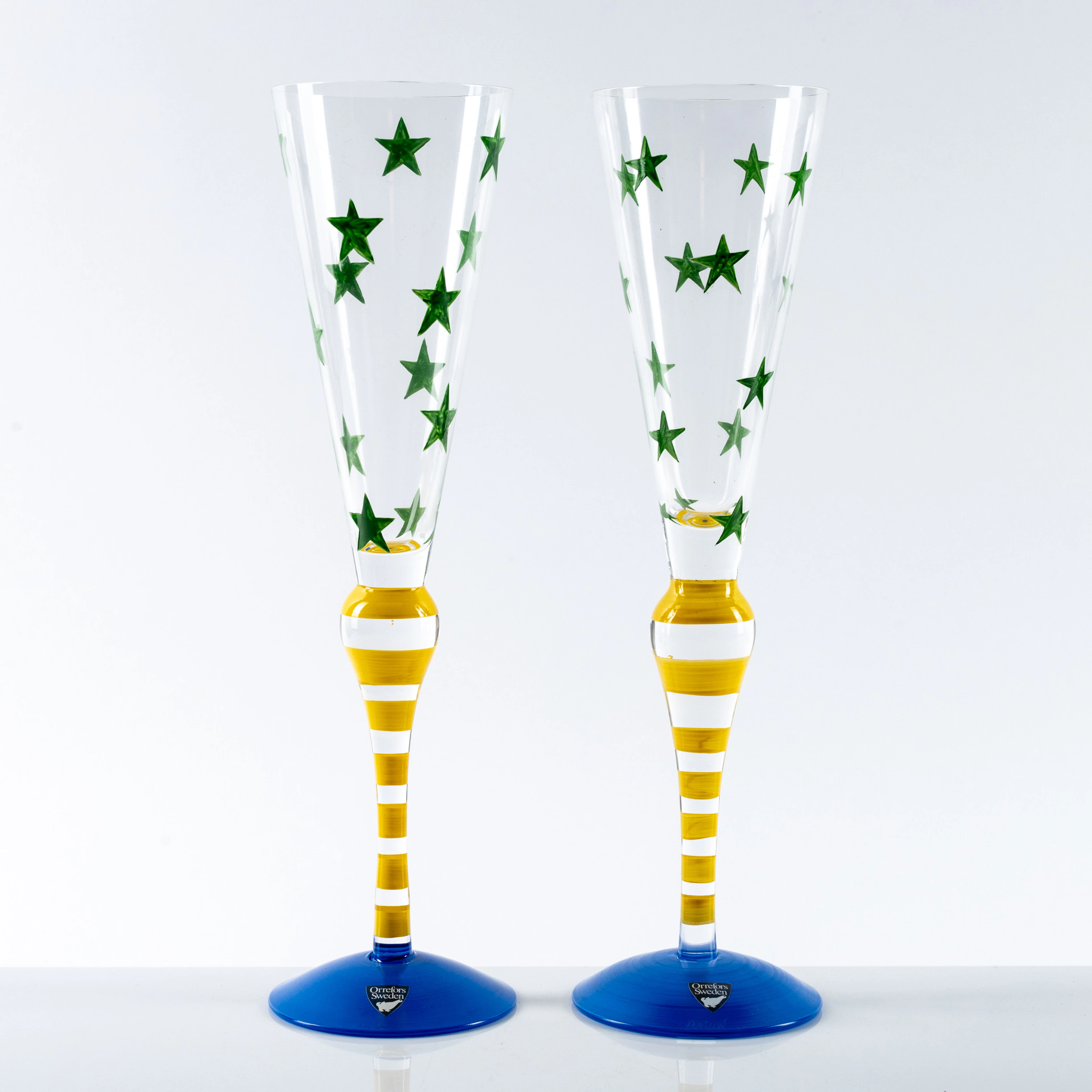 ANNE NILSSON. Champangeglas, 2 stycken, "Clown", Orrefors.