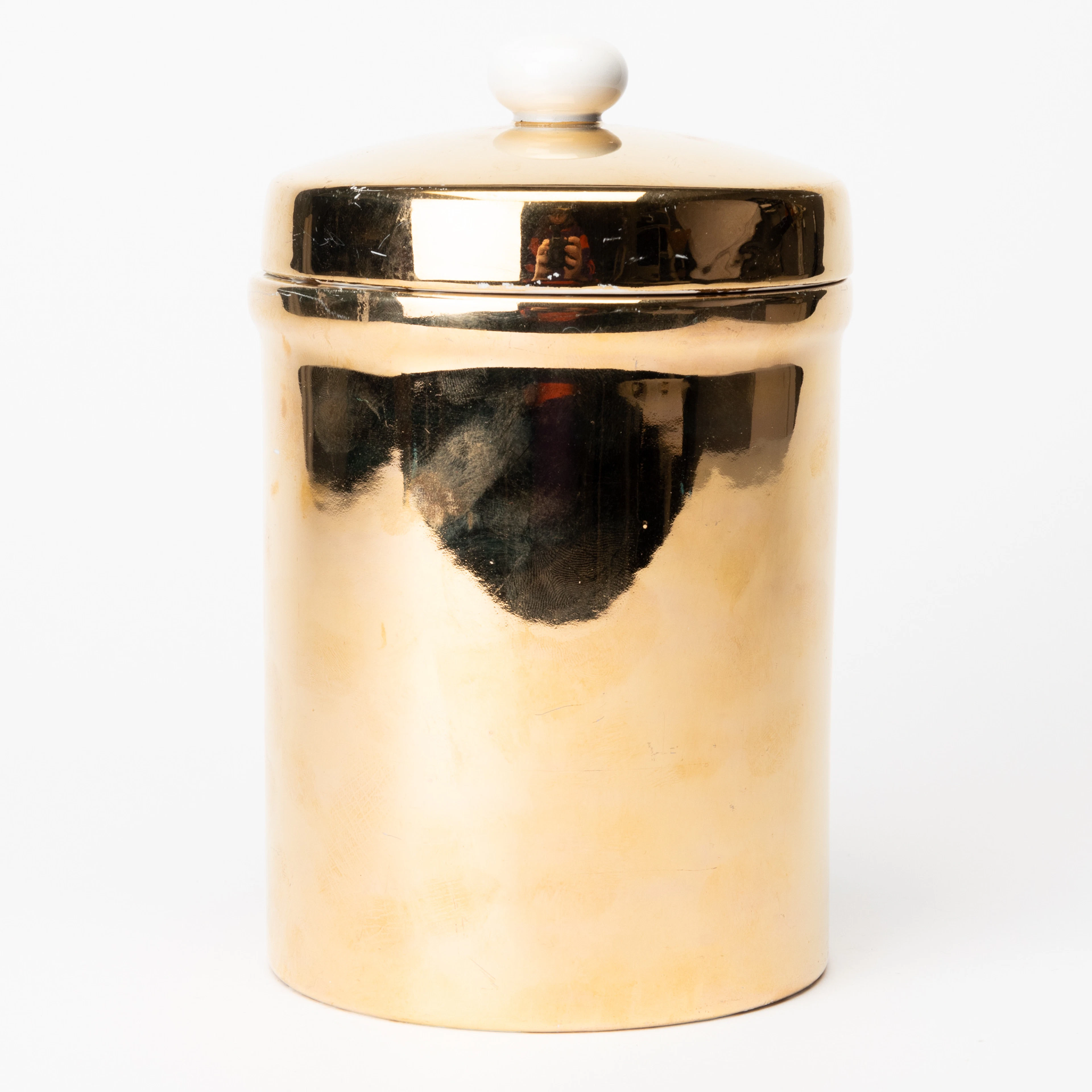 PIERO FORNASETTI. BURK MED LOCK, porslin, förgylld.