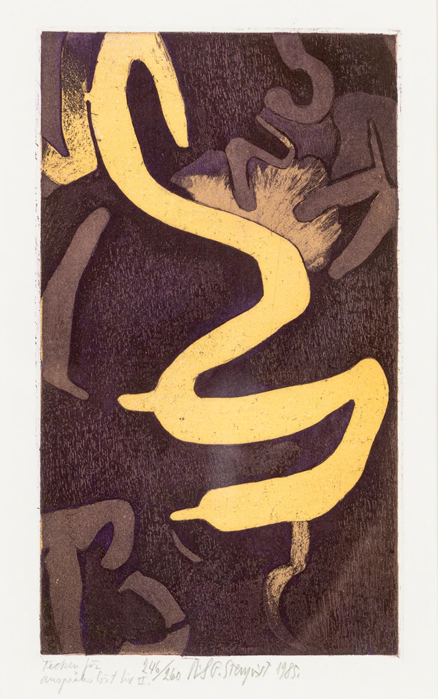 ILS STENQVIST (1934-2005). "Tecken för anspråkslöst liv II", färglitografi