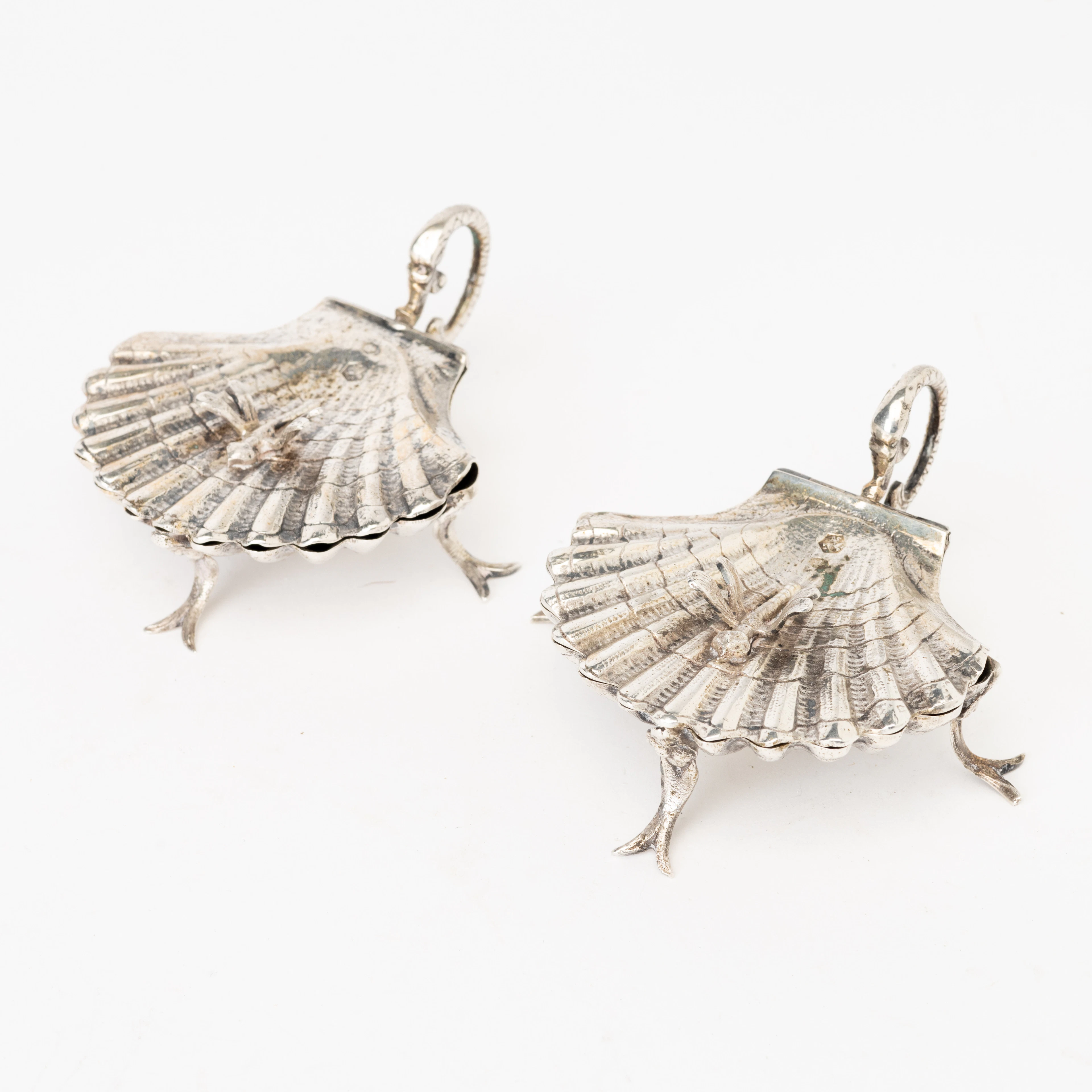 SALTKAR, ett par, silver, spanska stämplar, 1900-talets första hälft.