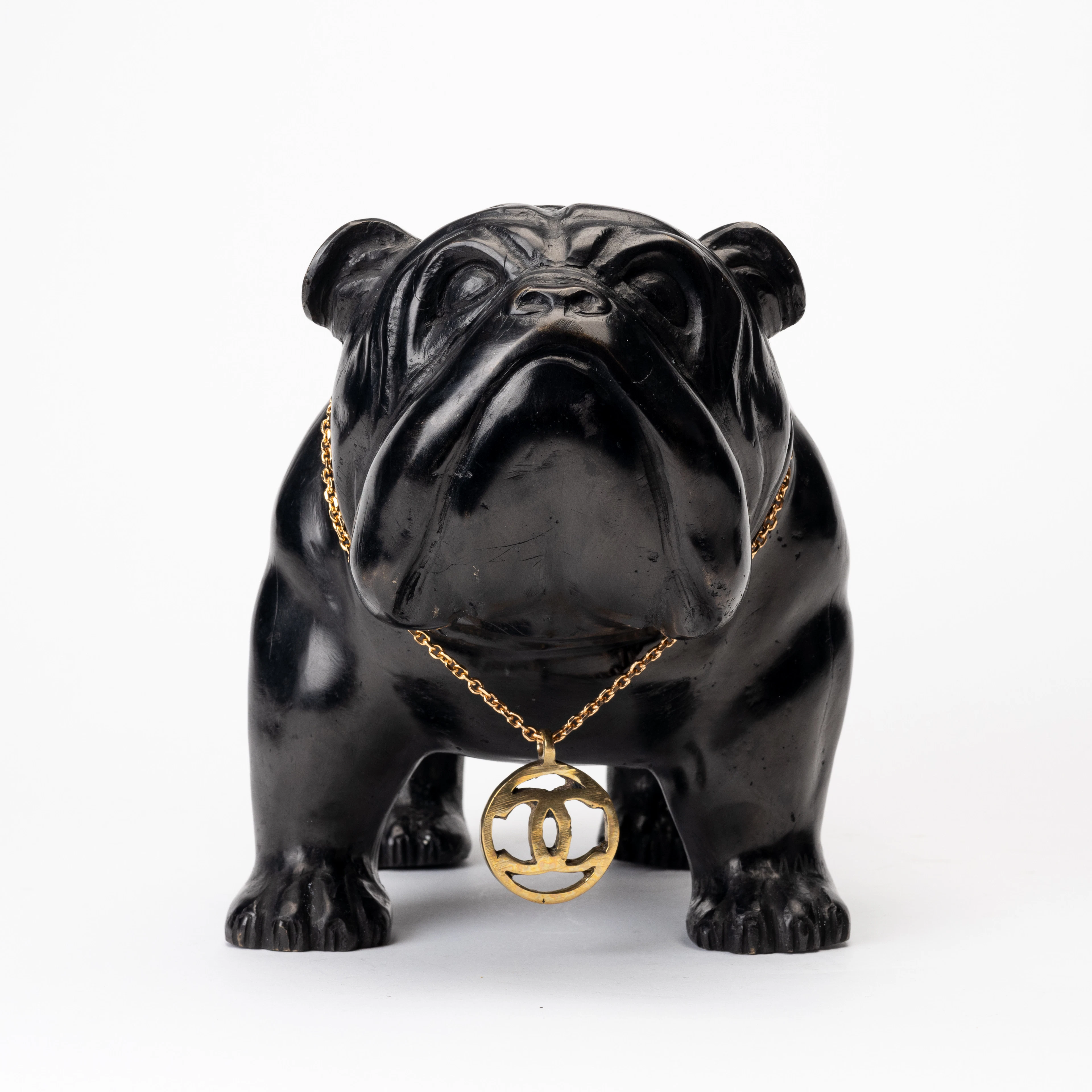 ANDREAS WARGENBRANT. Skulptur, svartpatinerad brons, "Superstar Bulldog"