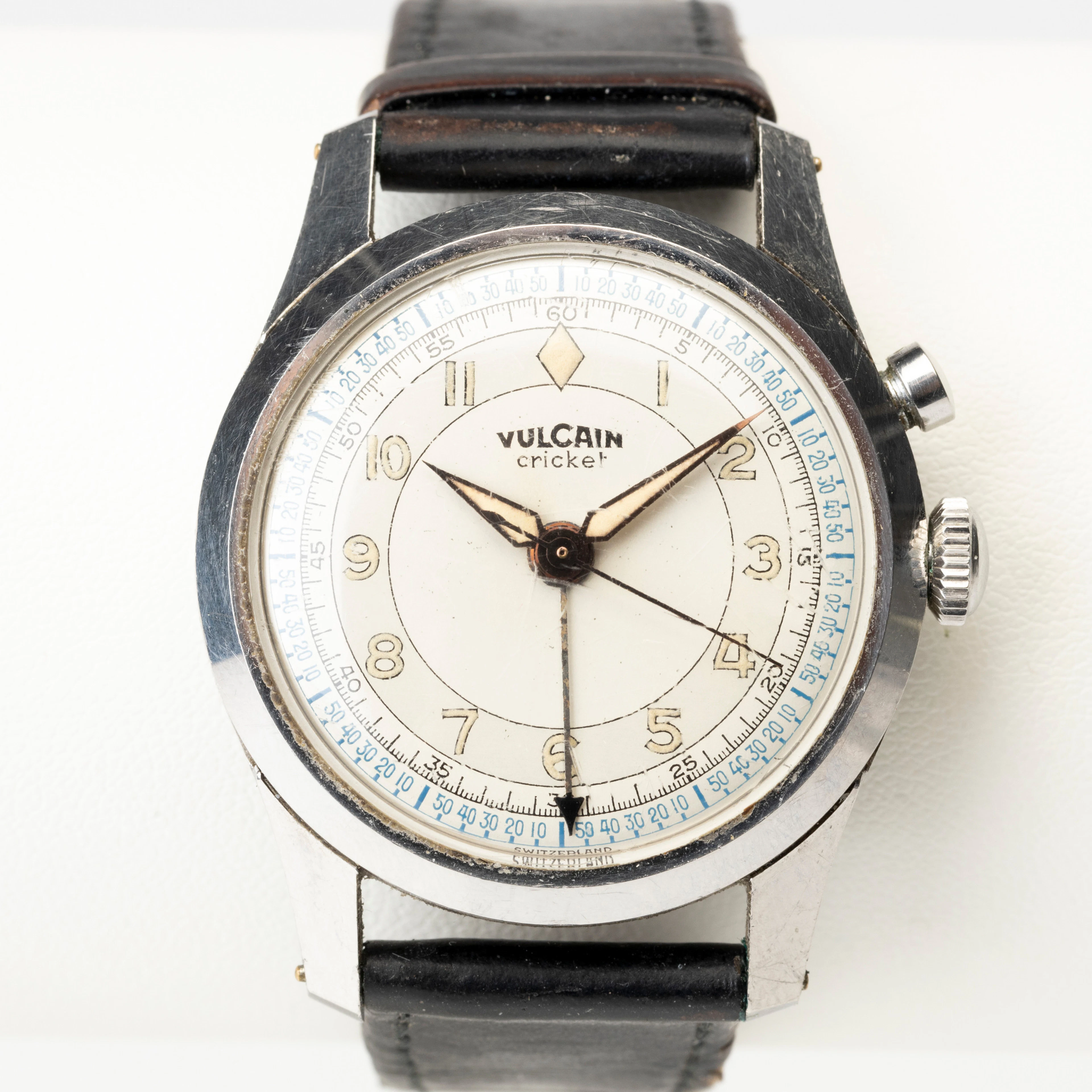 VULCAIN Cricket, armbandsur, alarm, manuell, stål, 1950-tal.