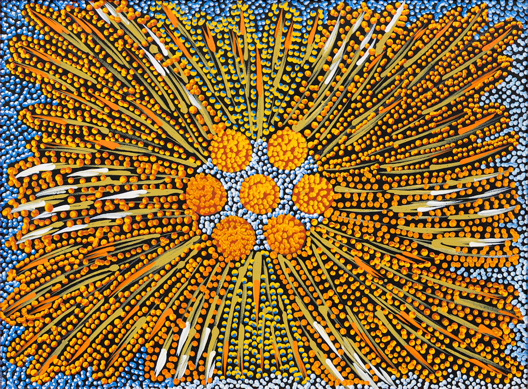 JANET NALA FORRESTER (1954-). "Bush banana dreaming" akryl på duk