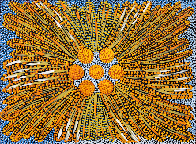 JANET NALA FORRESTER (1954-). "Bush banana dreaming" akryl på duk