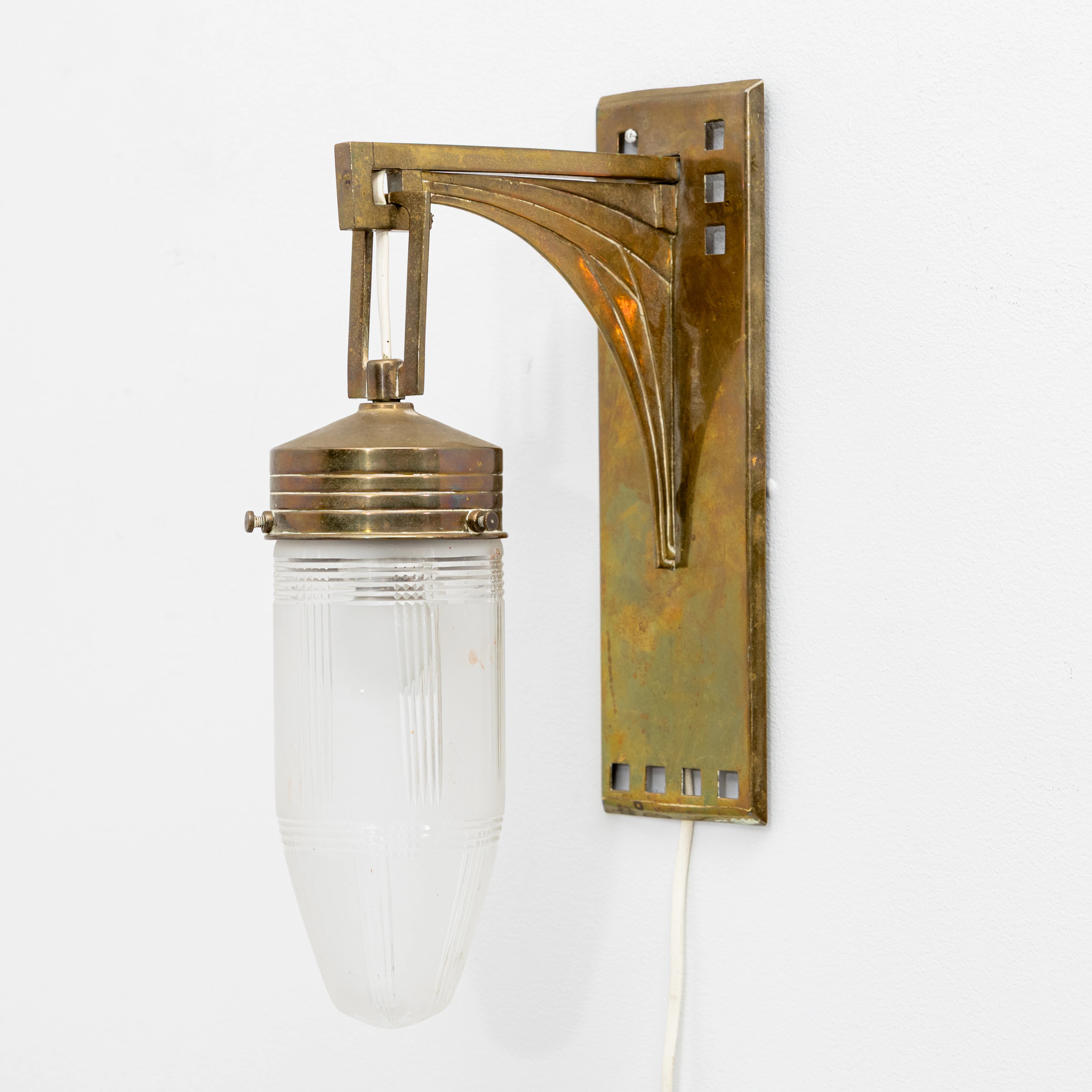 VÄGGLAMPA, mässing, jugend, tidigt 1900-tal.