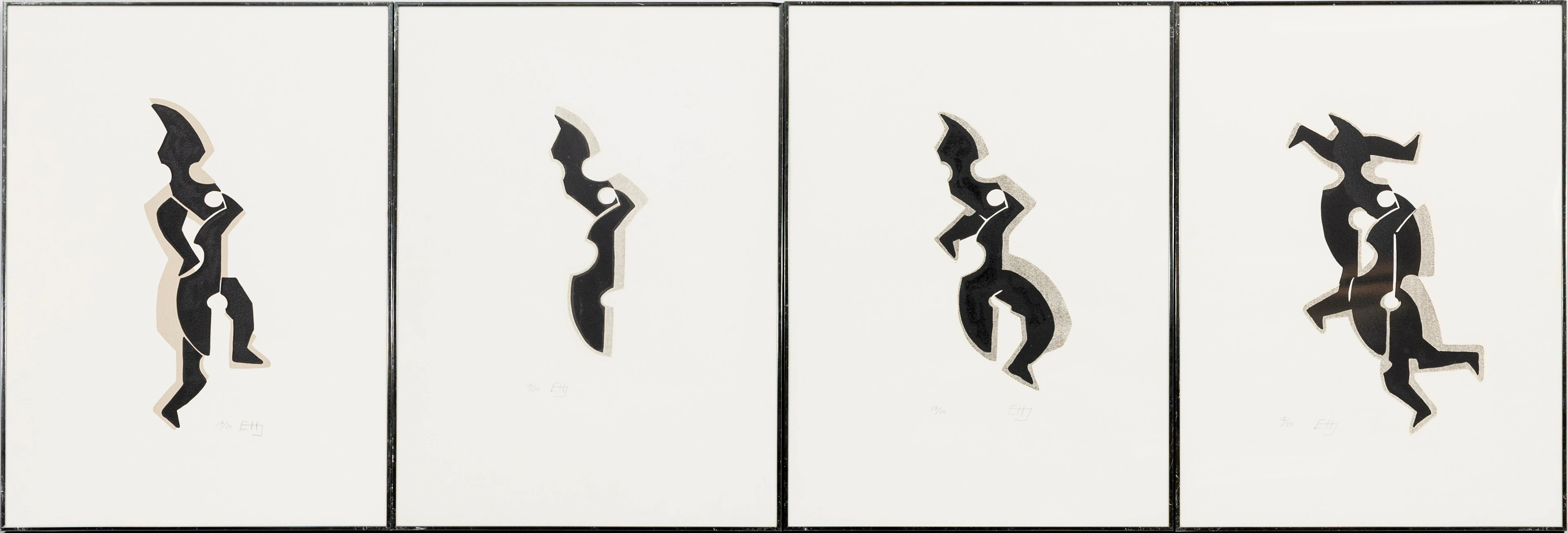 ELLI HEMBERG. 4 st , figurkompositioner, serigrafier, signerade, numrerad