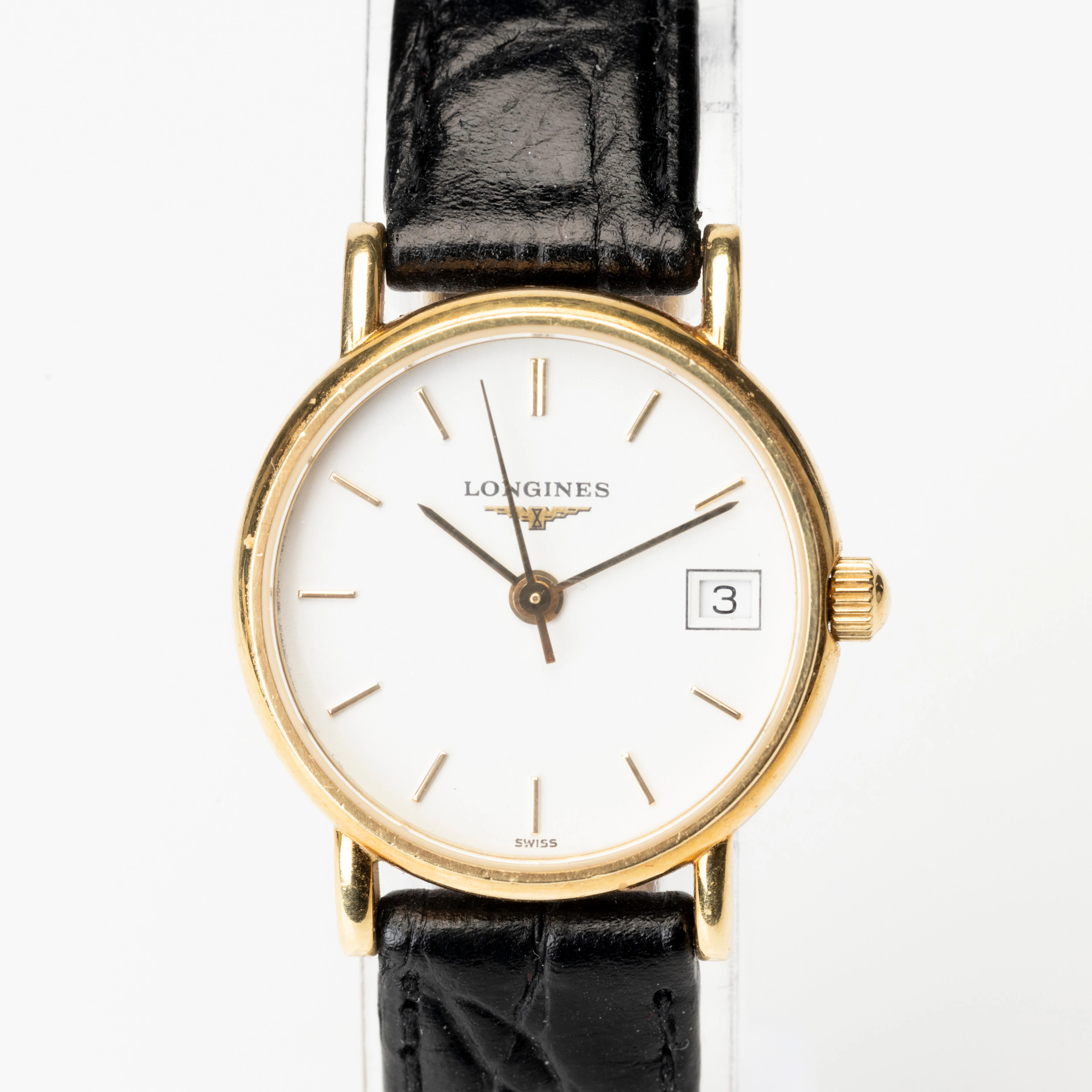 LONGINES, armbandsur, quartz, boett av 18K guld, omkring 1900-talets slut.
