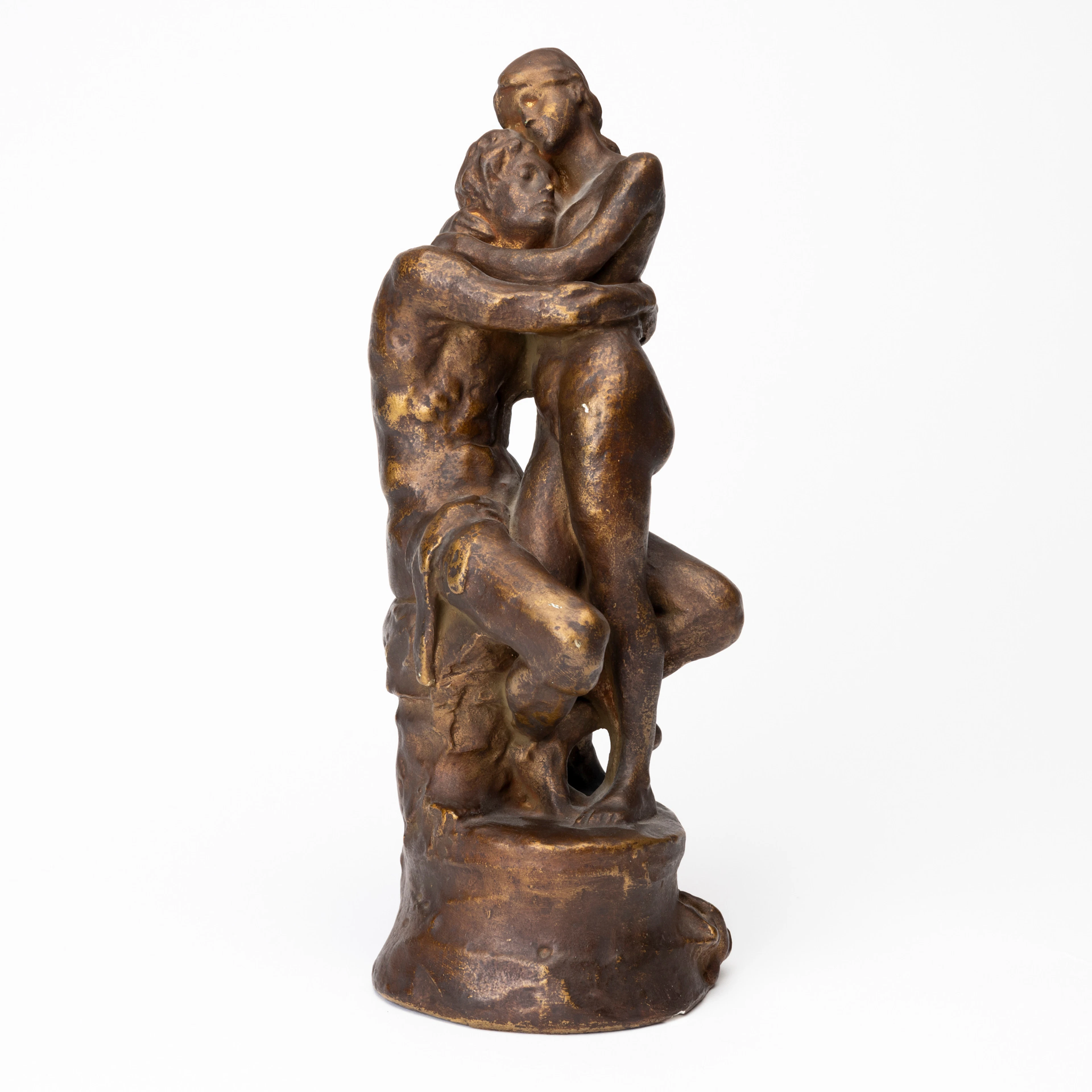 JOHN BÖRJESON (1835-1910). "Tröst", skulptur, bronspatinerad gips
