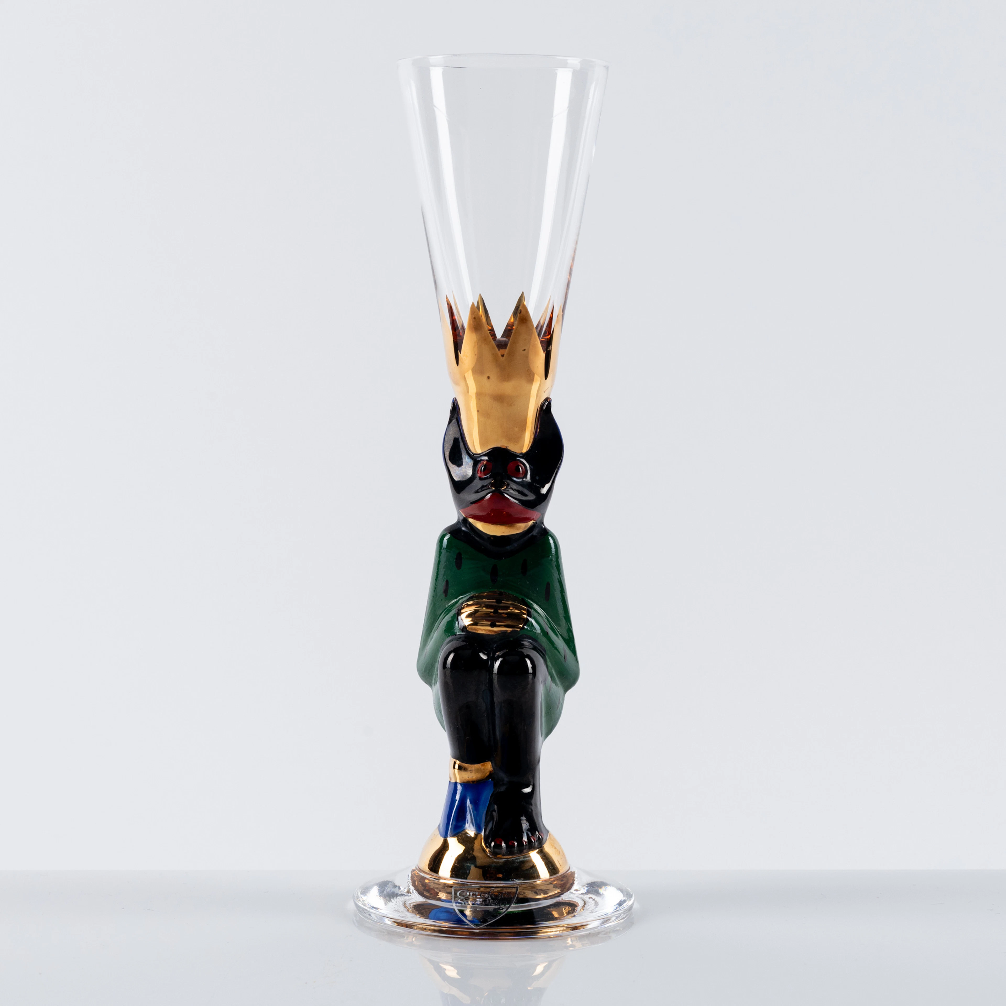 GUNNAR CYRÉN. Snapsglas, "Djävulsglas", grön, Nobelservisen, Orrefors