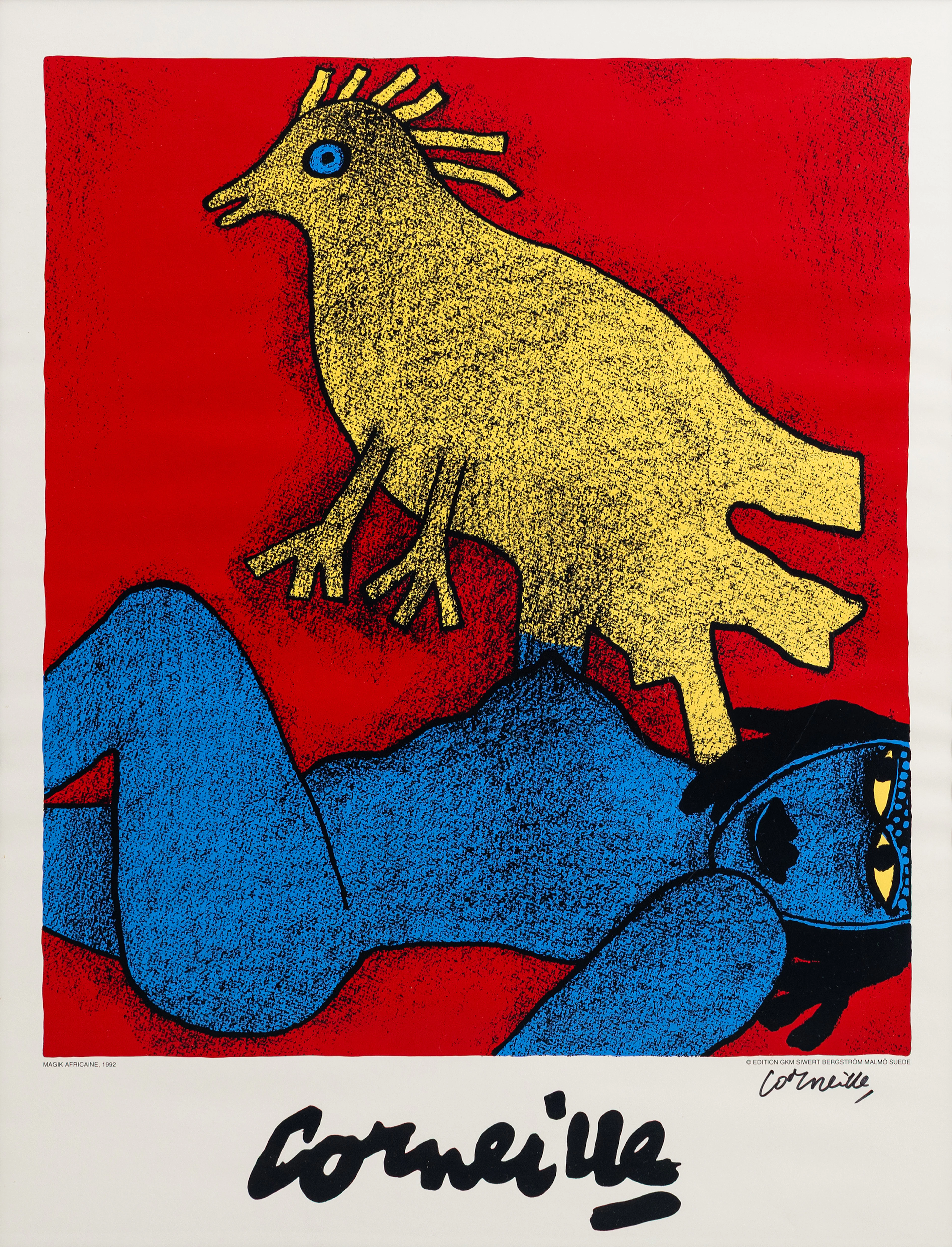 BEVERLOO CORNEILLE. "Magik Africane" tryck, GKM Siwert Malmö, 1992, signerad.