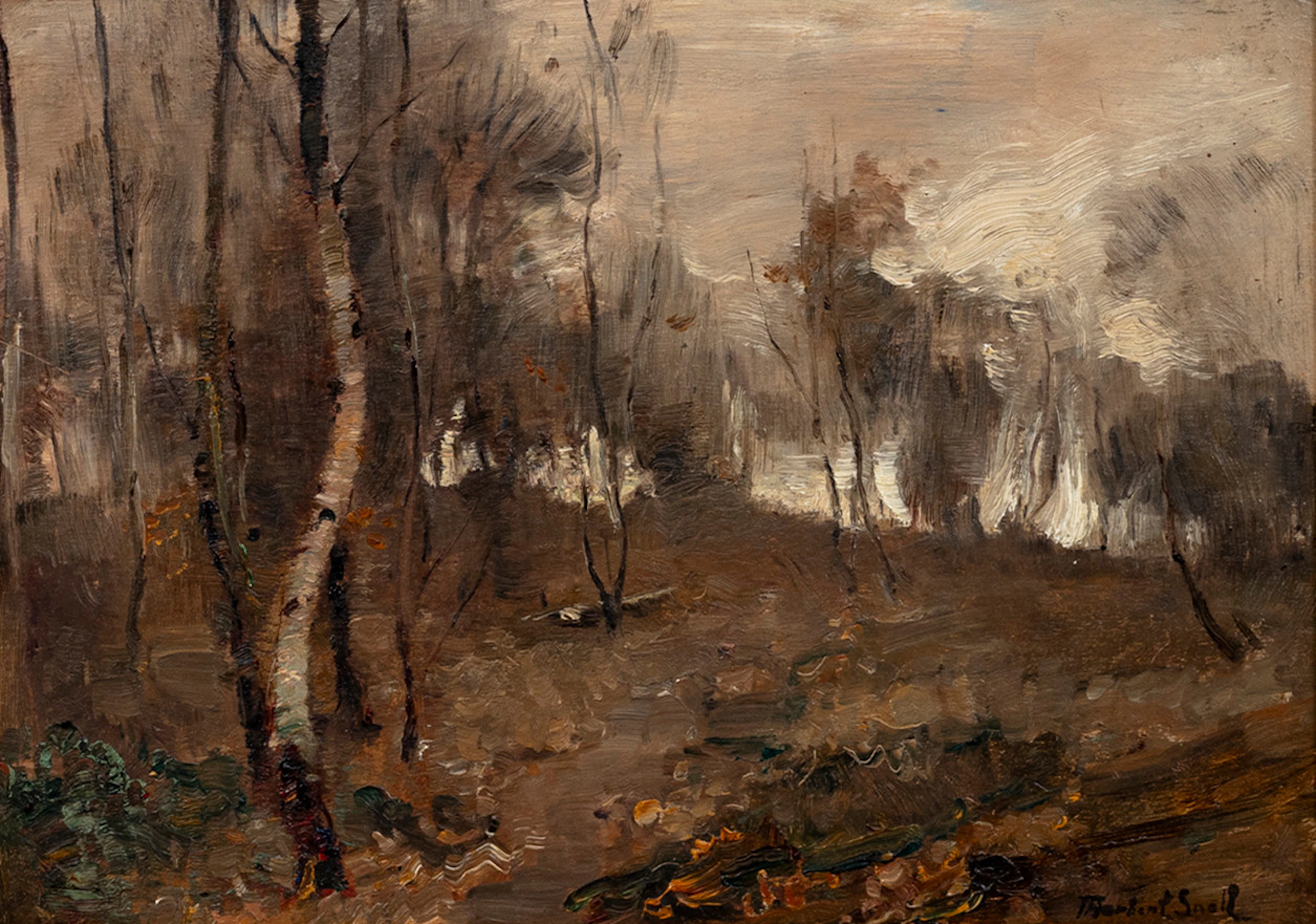 JAMES HERBERT SNELL (1861–1935). Landskap, olja på pannå, signerad