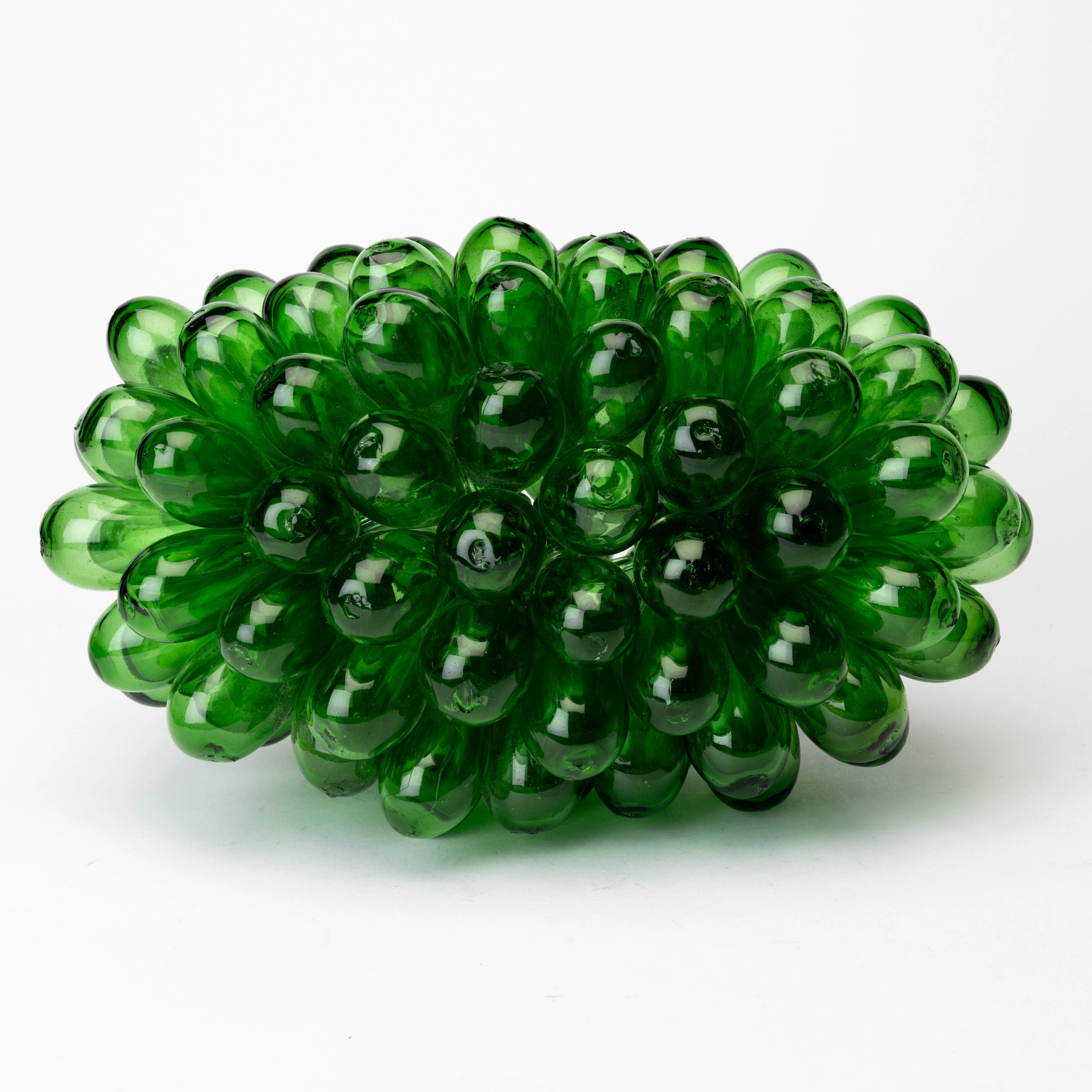 GLASSKULPTUR/LAMPSKÄRM, druvformad/kluster, grönt glas.