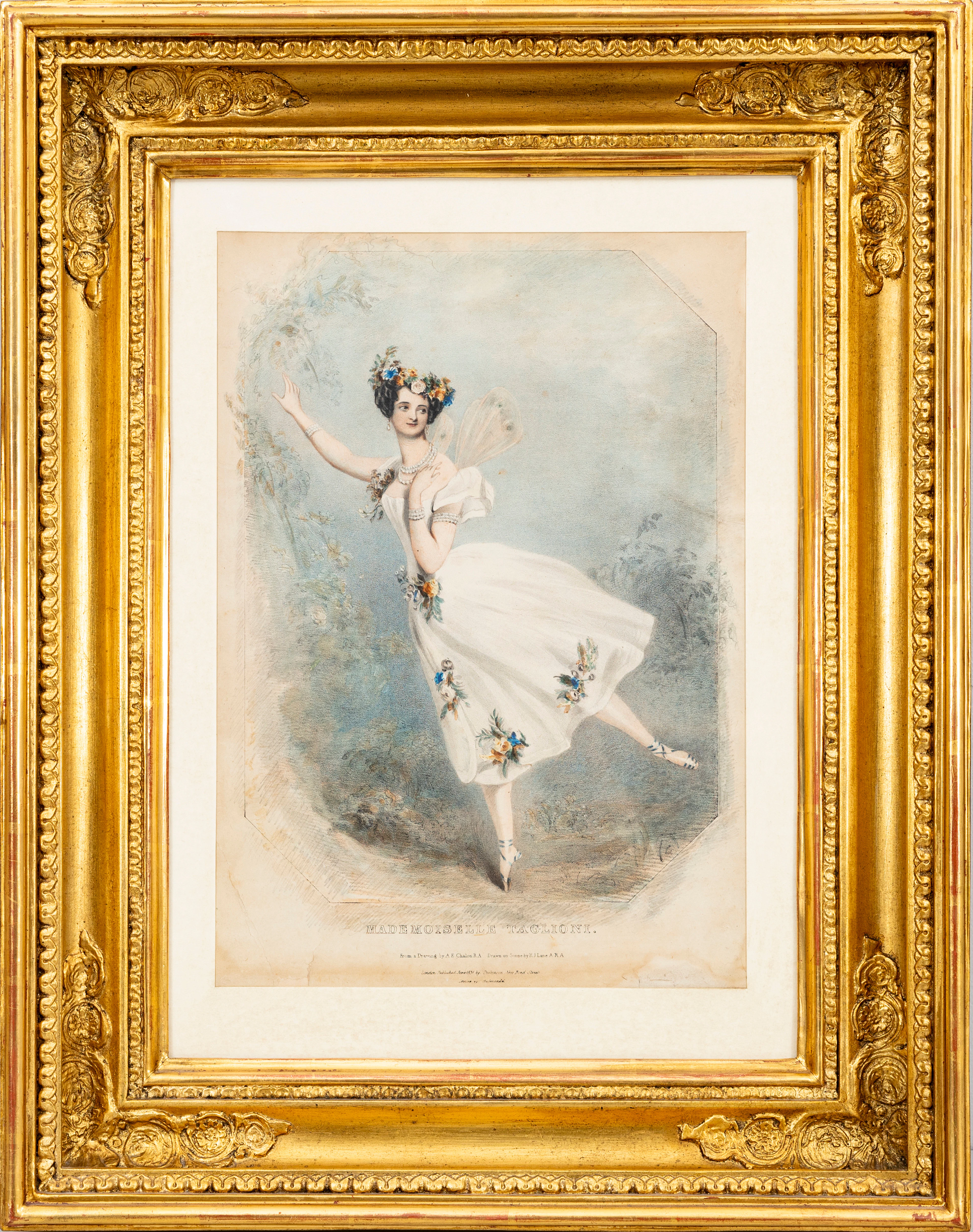 Marie Taglioni som Flore i Flore och Zéphire, färglitografi.