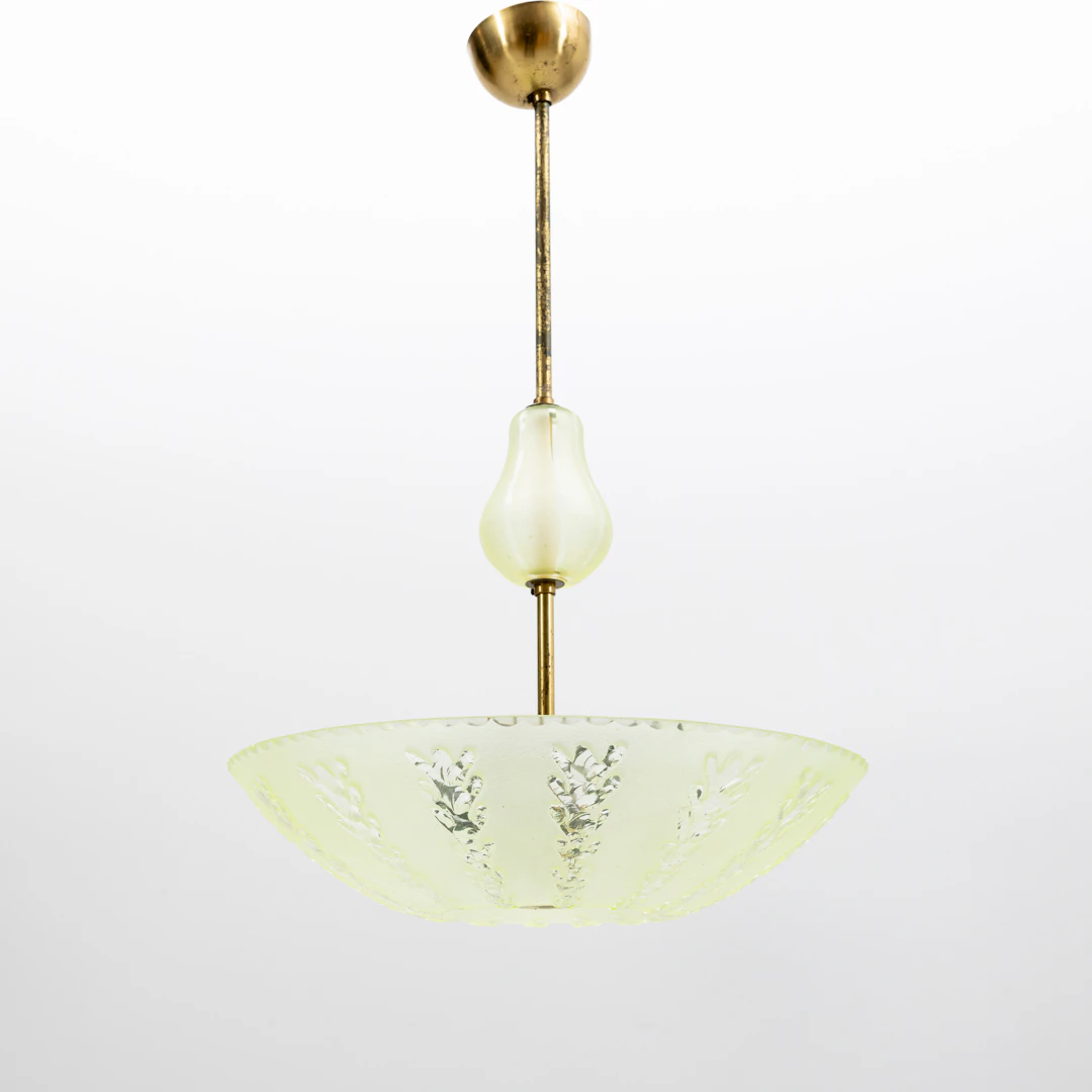 TAKLAMPA, metall och glas, 1930/40-tal.