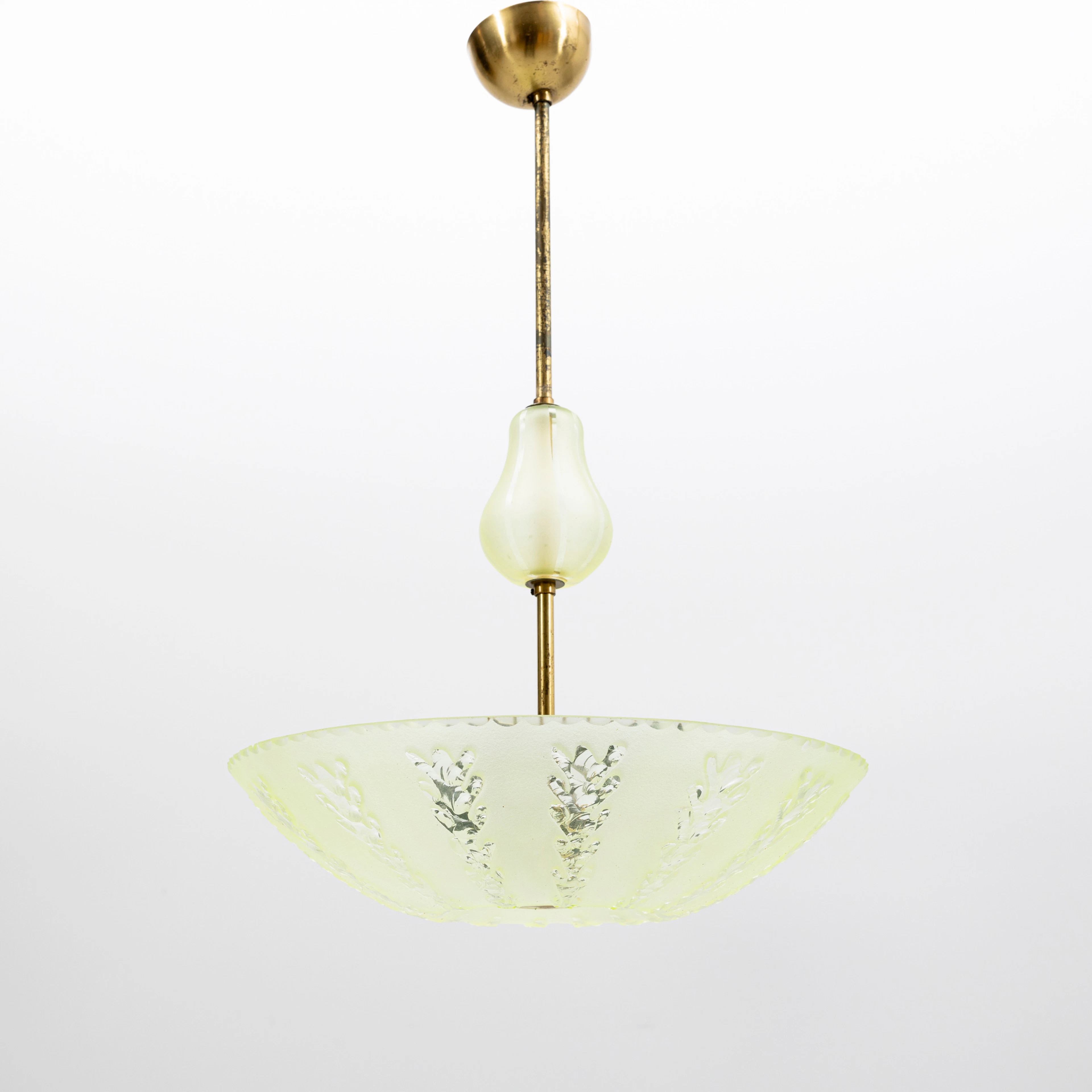 TAKLAMPA, metall och glas, 1930/40-tal.