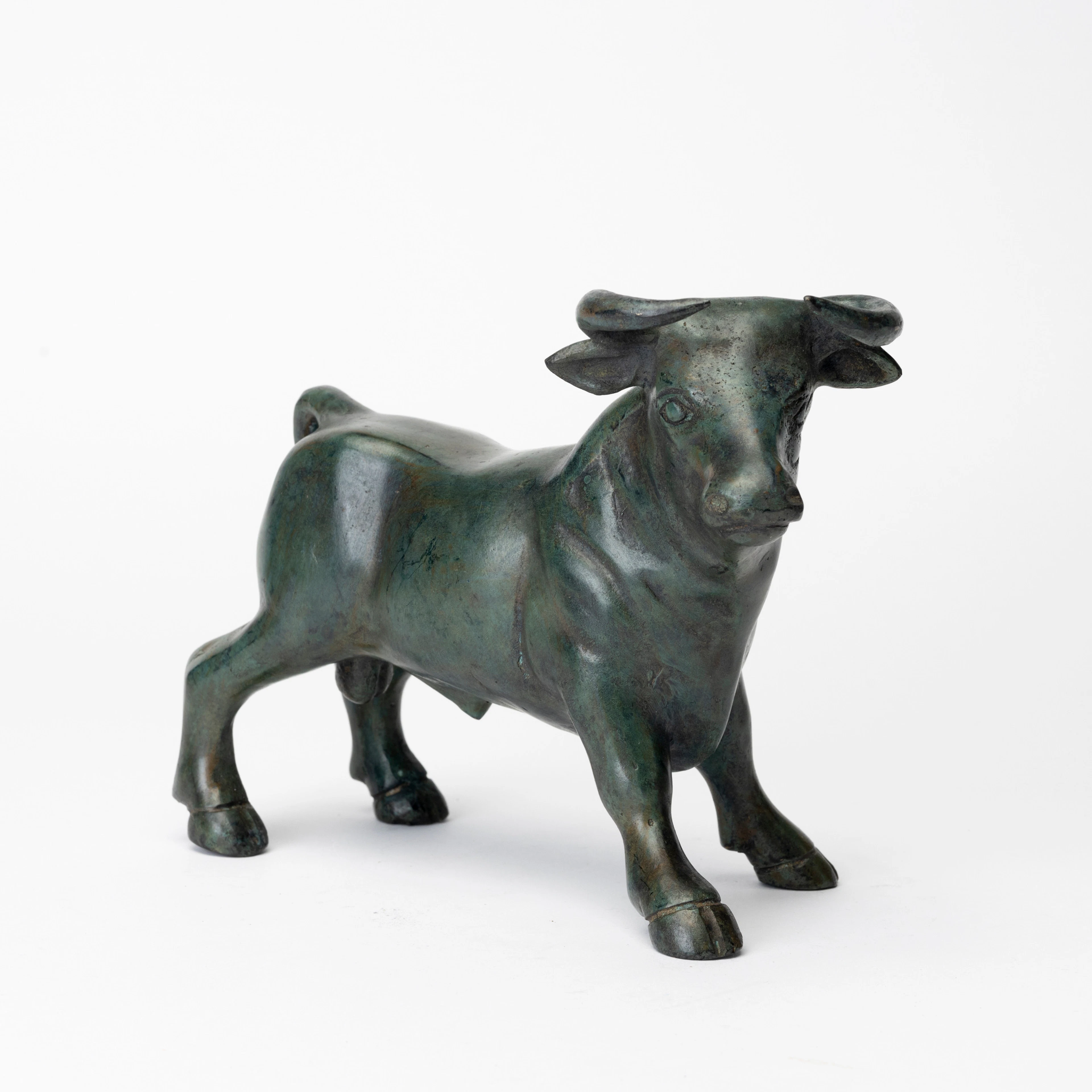 ANDREAS WARGENBRANT. Skulptur, grönpatinerad brons, "El Bull", gjutarstämpel